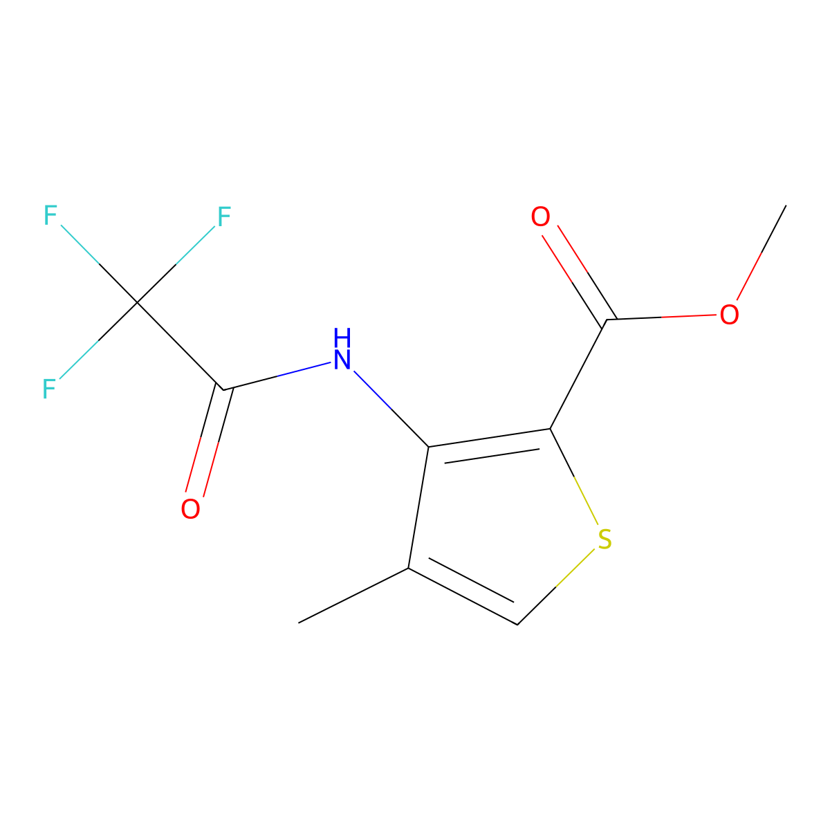 Methyl 4-methyl-3-(2,2,2-trifluoroacetamido)thiophene-2-carboxylate molecular structure, CAS 1000409-43-7