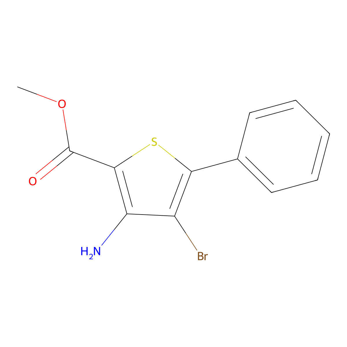 Methyl 3-amino-4-bromo-5-phenylthiophene-2-carboxylate molecular structure, CAS 1000409-69-7