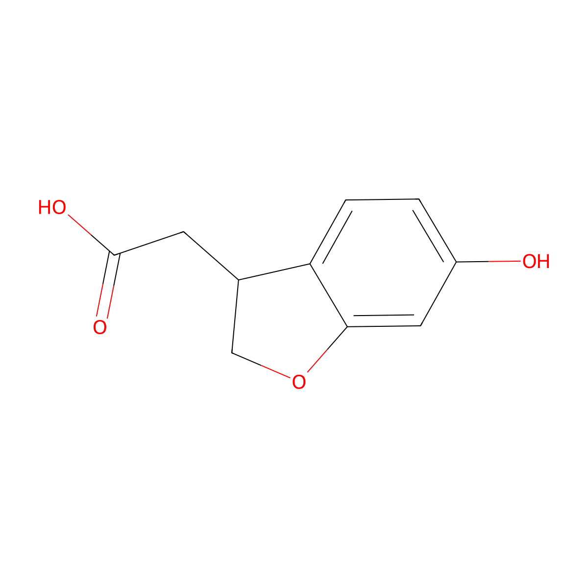 (6-Hydroxy-2,3-dihydro-1-benzofuran-3-yl)acetic acid molecular structure, CAS 1000414-37-8