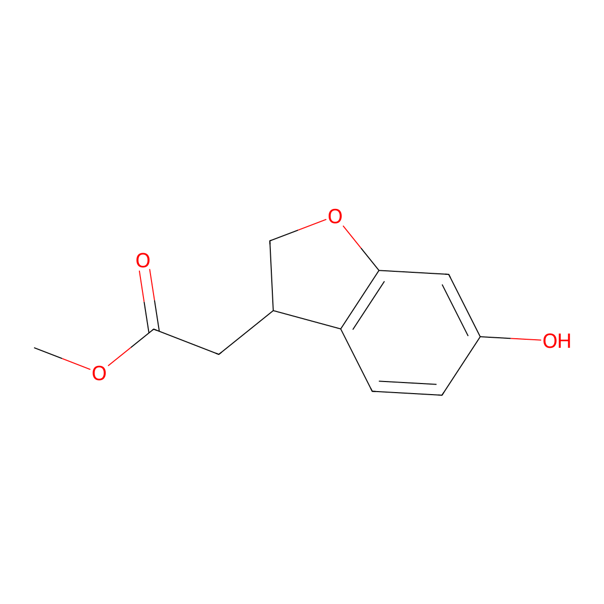 (S)-Methyl 2-(6-hydroxy-2,3-dihydrobenzofuran-3-yl)acetate molecular structure, CAS 1000414-38-9