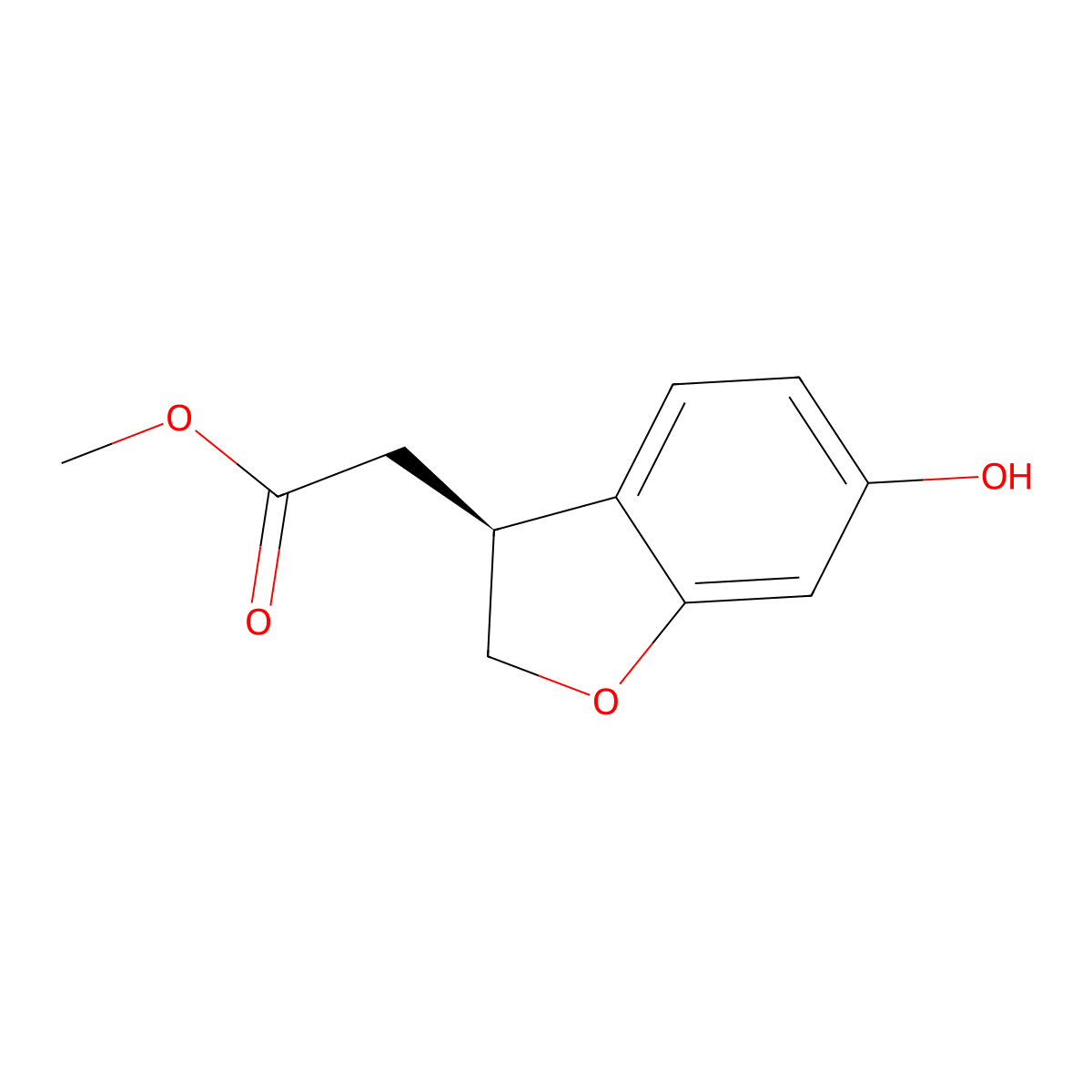 (S)-Methyl 2-(6-hydroxy-2,3-dihydrobenzofuran-3-yl)acetate molecular structure, CAS 1000414-38-9