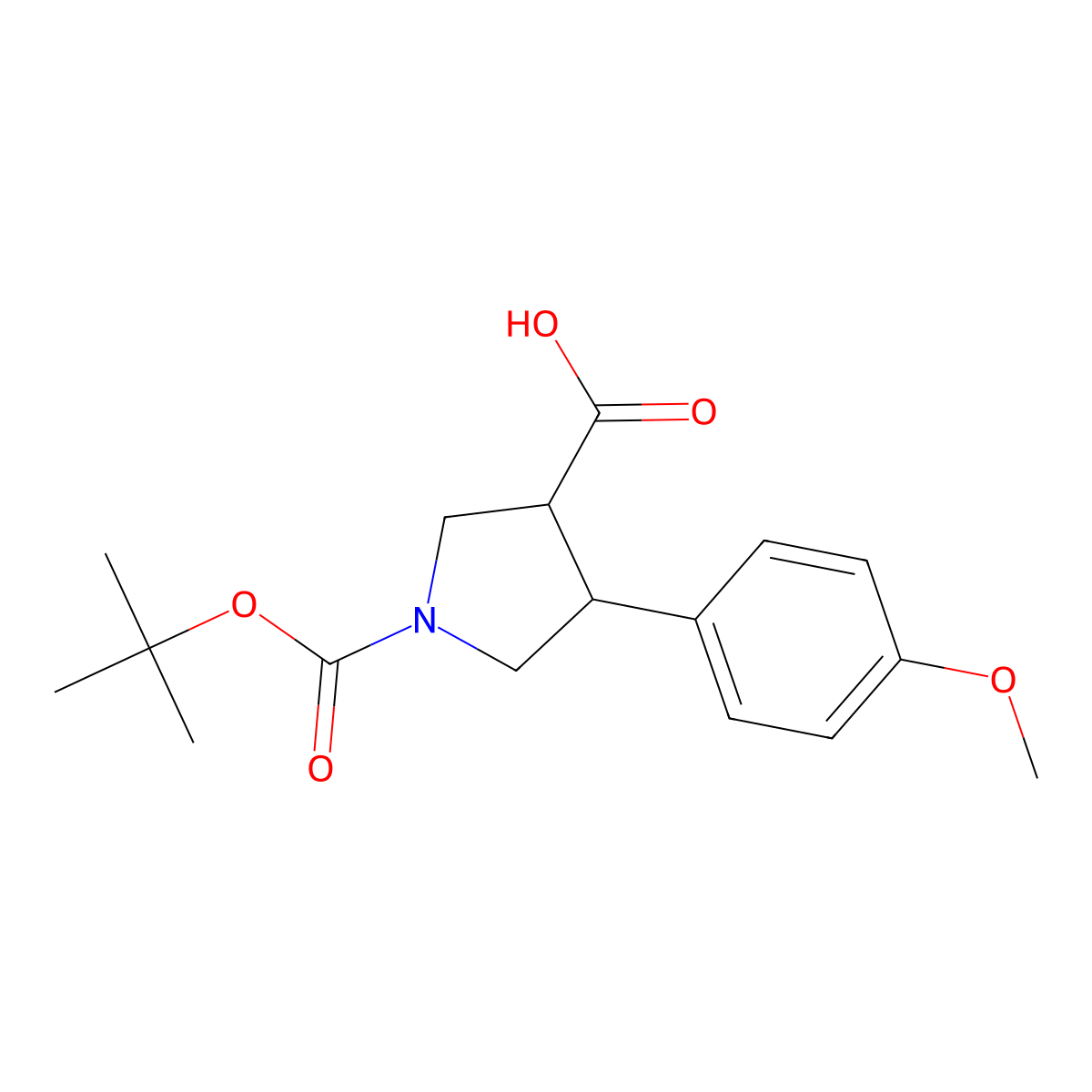 trans-1-Boc-3-carboxy-4-(4-methoxyphenyl)pyrrolidine molecular structure, CAS 1000415-75-7