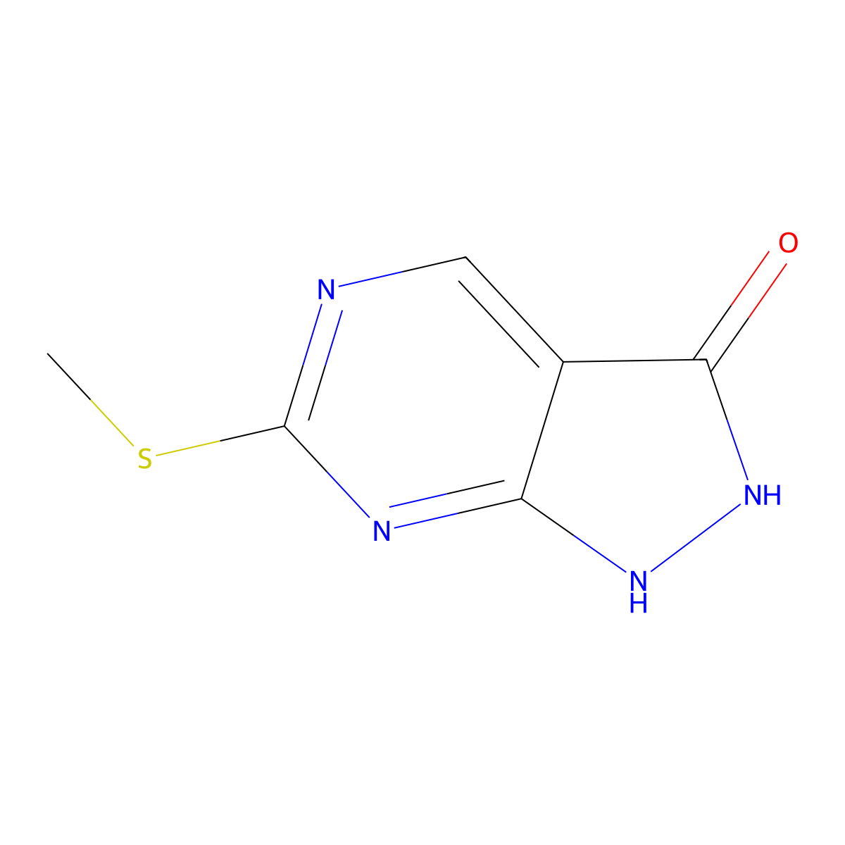 6-(Methylthio)-1H-pyrazolo[3,4-D]pyrimidin-3(2H)-one molecular structure, CAS 100047-42-5