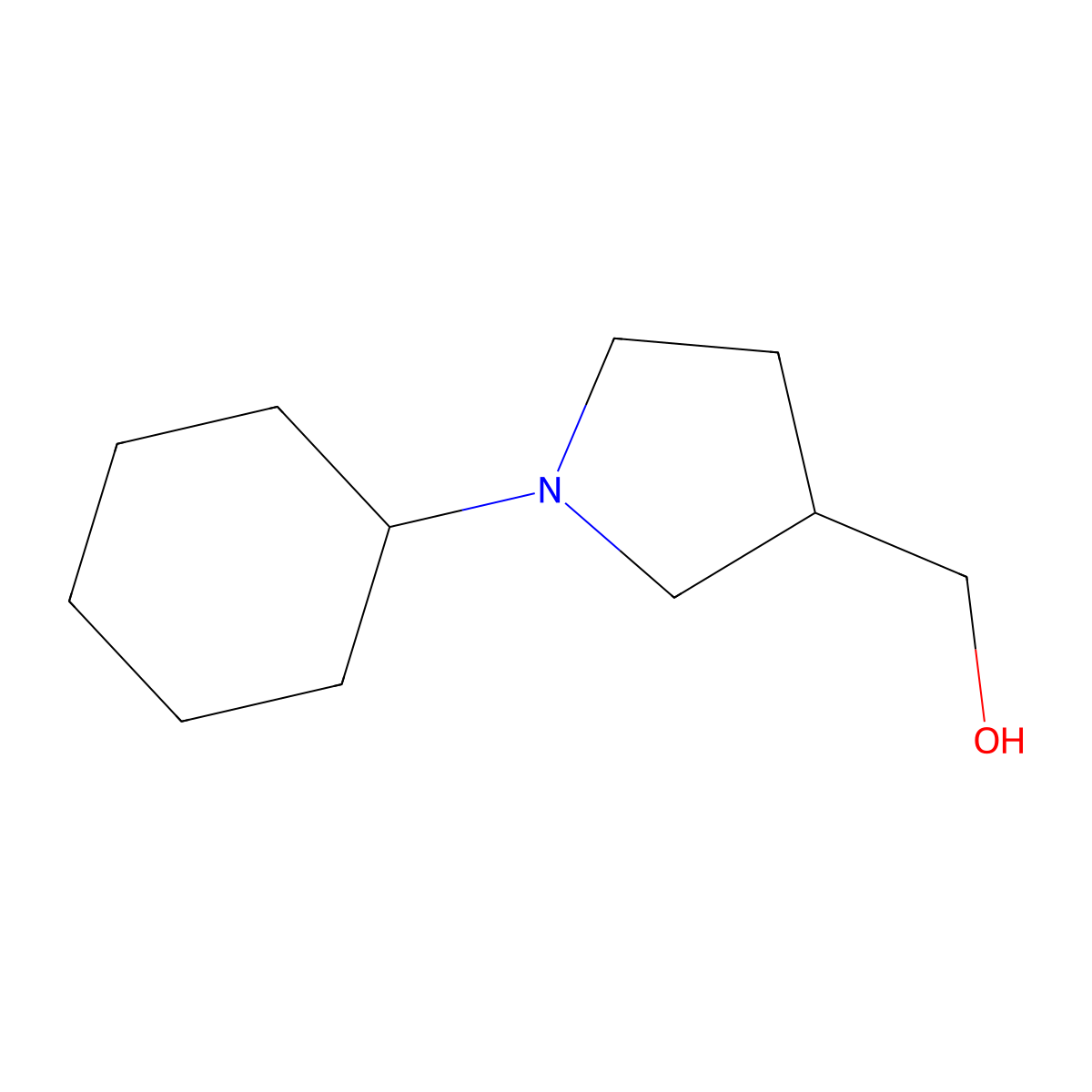 (1-Cyclohexylpyrrolidin-3-yl)methanol molecular structure, CAS 100049-71-6