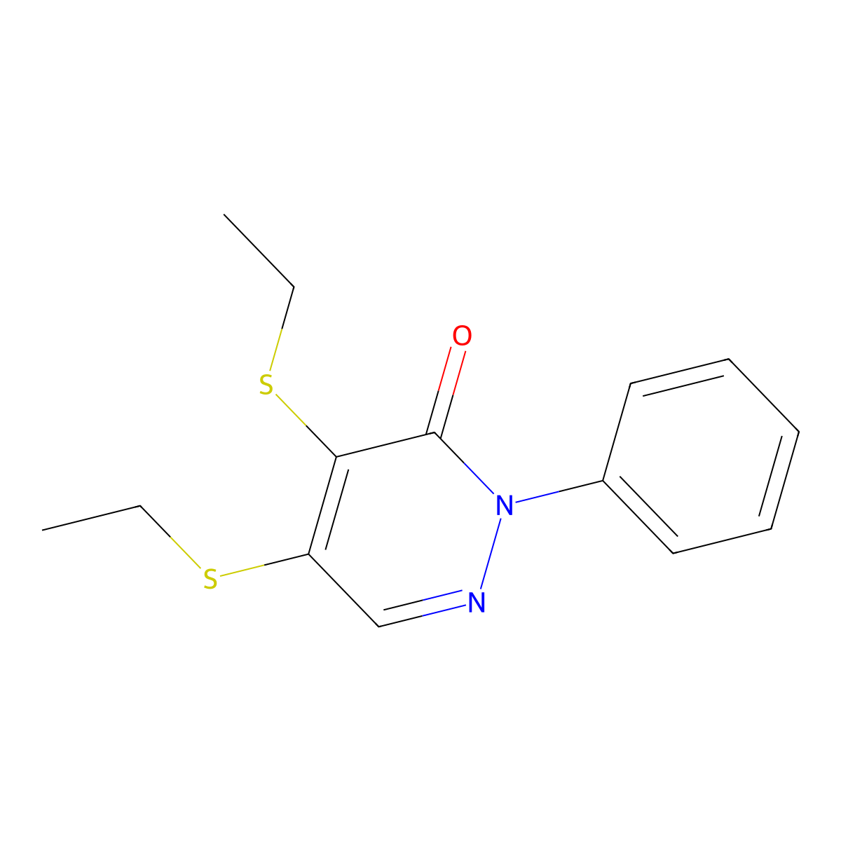 3(2H)-Pyridazinone, 4,5-bis(ethylthio)-2-phenyl- molecular structure, CAS 10005-35-3