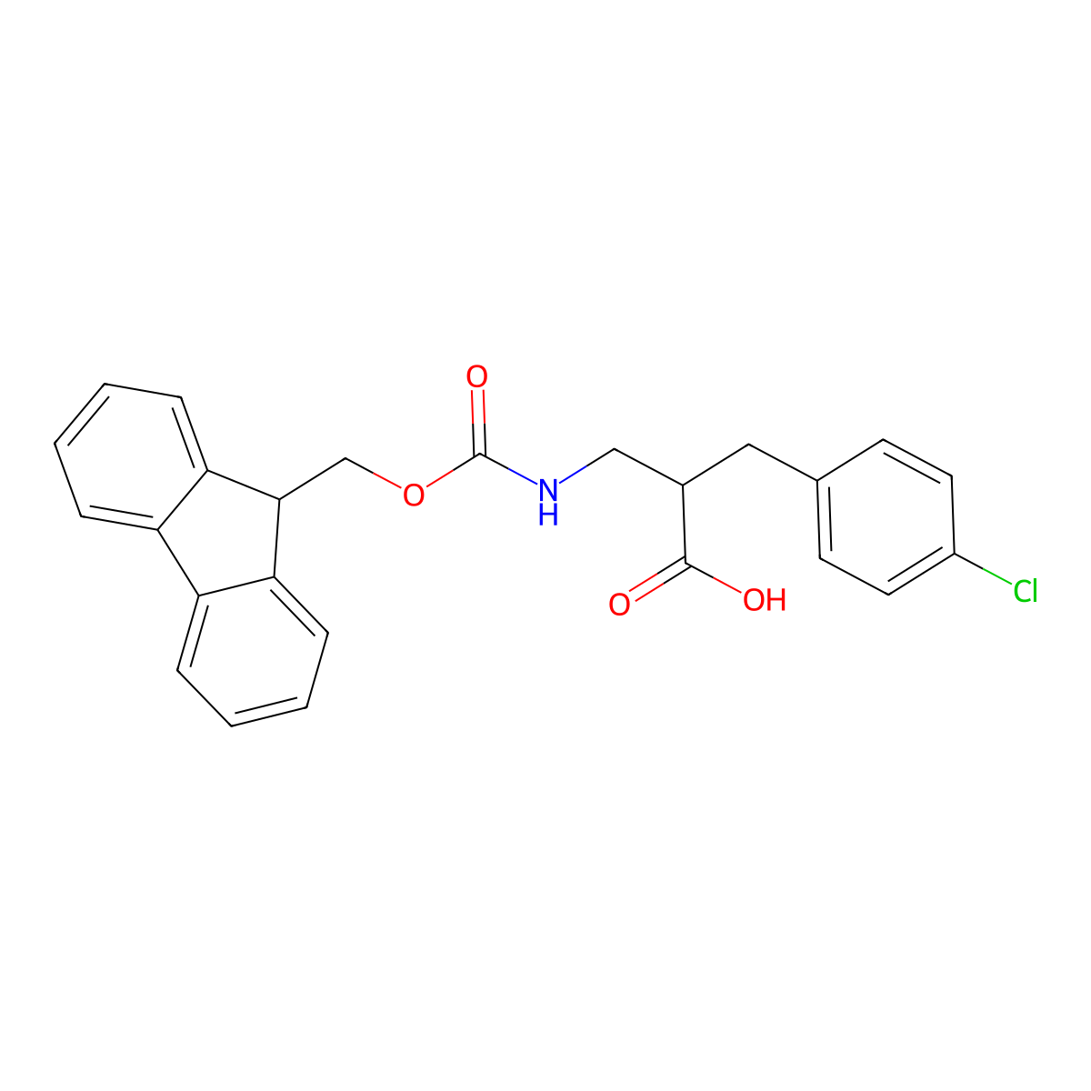 (R)-3-(4-Chloro-phenyl)-2-[(9H-fluoren-9-ylmethoxycarbonylamino)-methyl]-propionic acid molecular structure, CAS 1000512-10-6