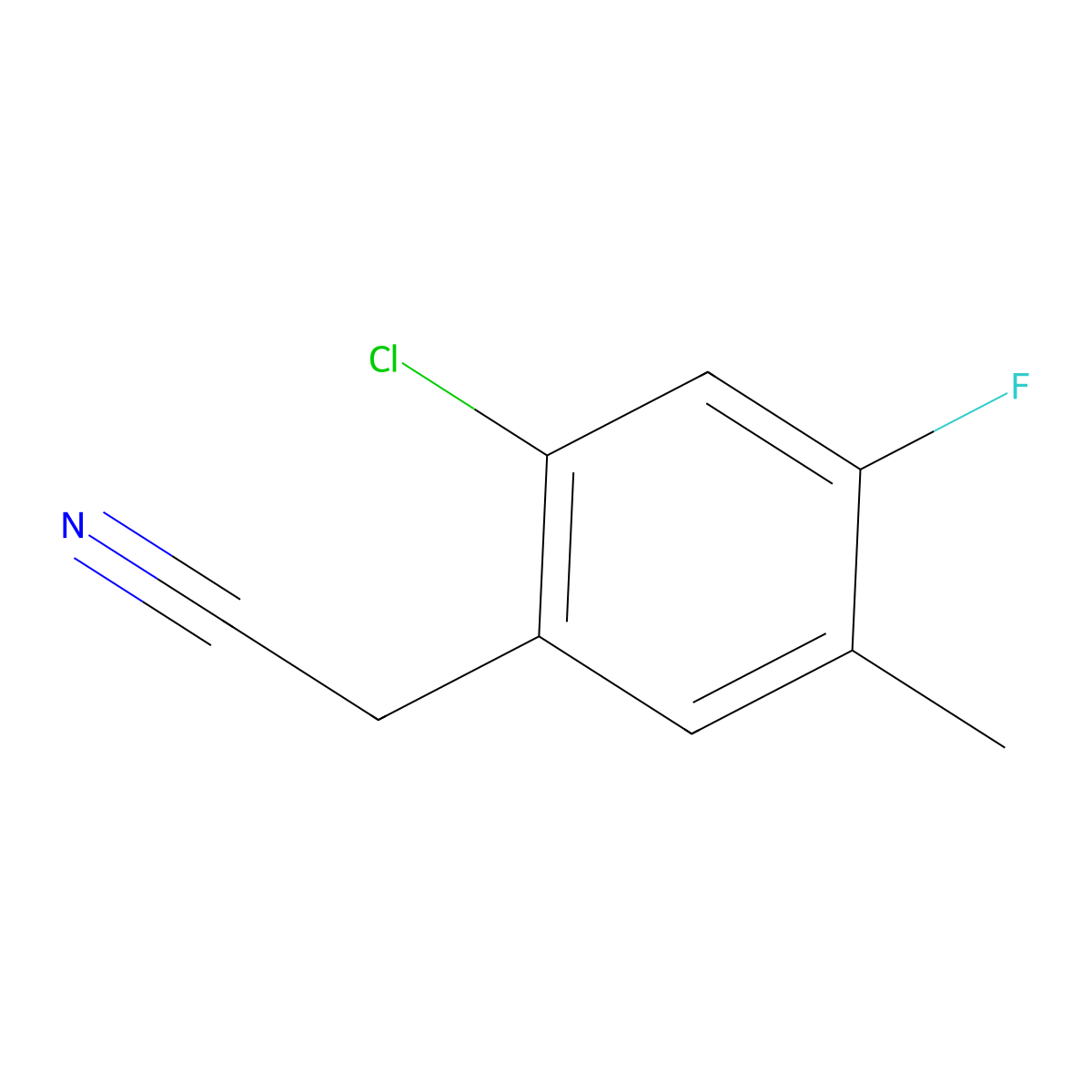 2-Chloro-4-fluoro-5-methylphenylacetonitrile molecular structure, CAS 1000513-29-0