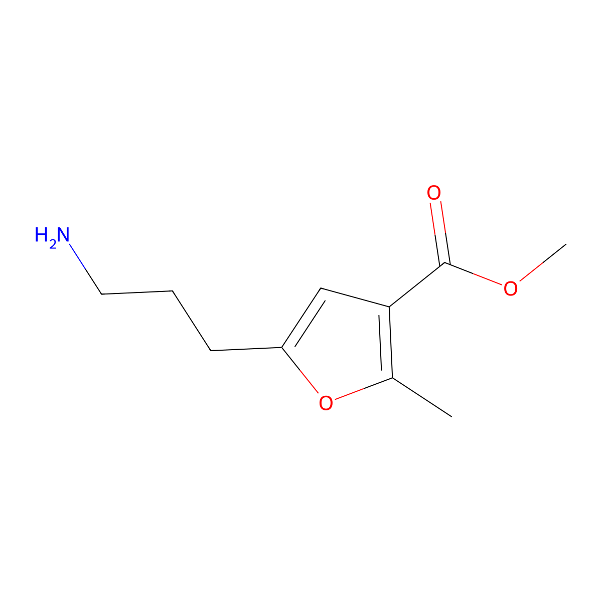 Methyl 5-(3-aminopropyl)-2-methylfuran-3-carboxylate molecular structure, CAS 1000513-52-9