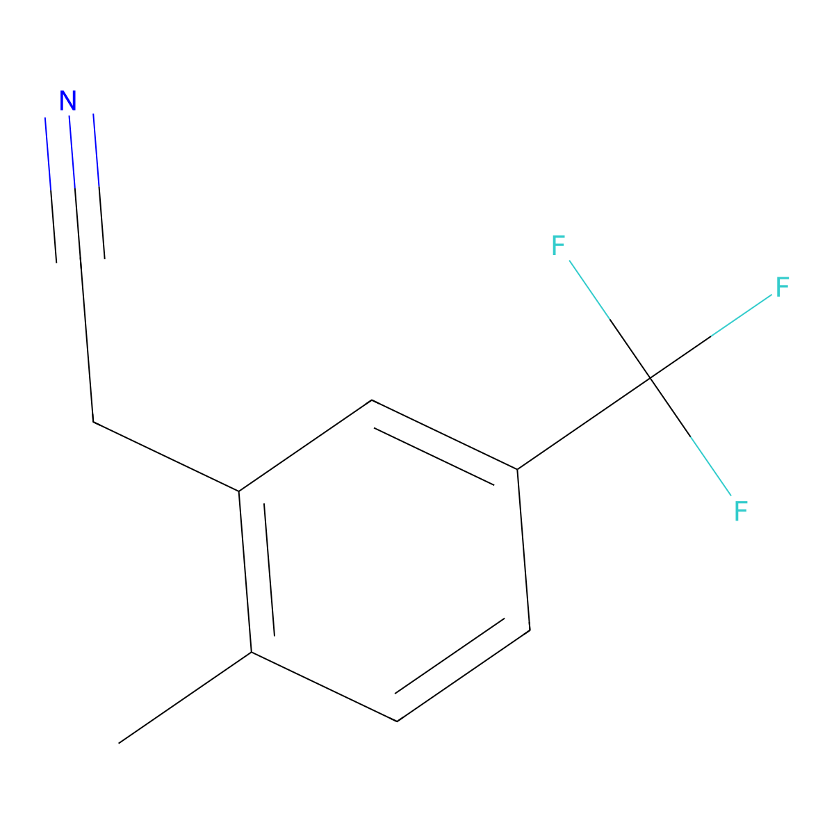 2-Methyl-5-(trifluoromethyl)phenylacetonitrile molecular structure, CAS 1000513-69-8