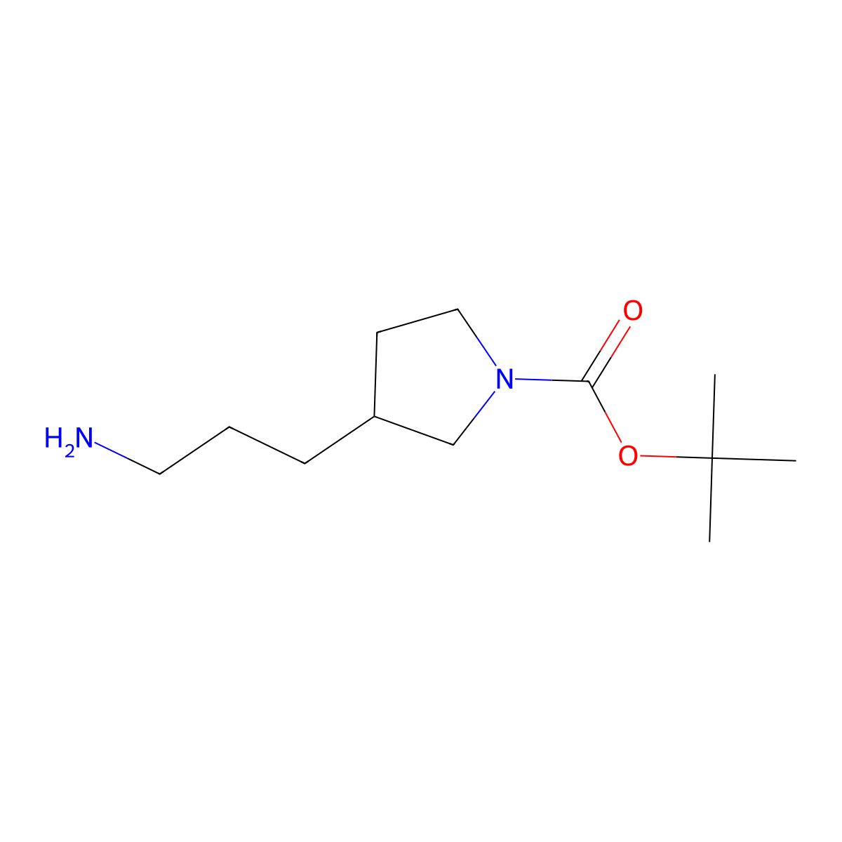 Tert-butyl 3-(3-aminopropyl)pyrrolidine-1-carboxylate molecular structure, CAS 1000522-26-8