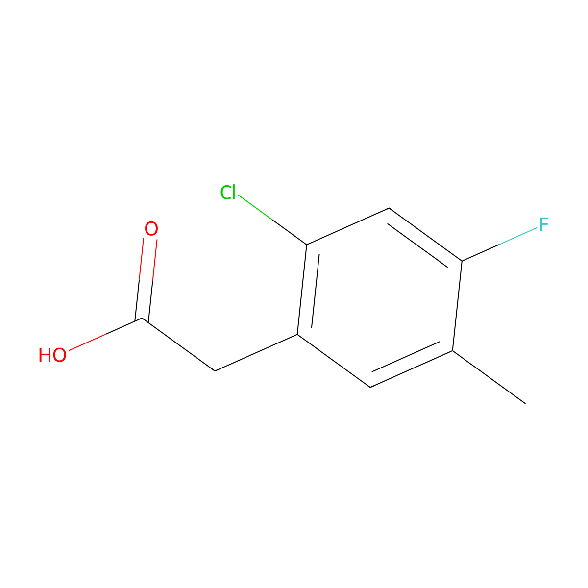 2-Chloro-4-fluoro-5-methylphenylacetic acid molecular structure, CAS 1000522-29-1