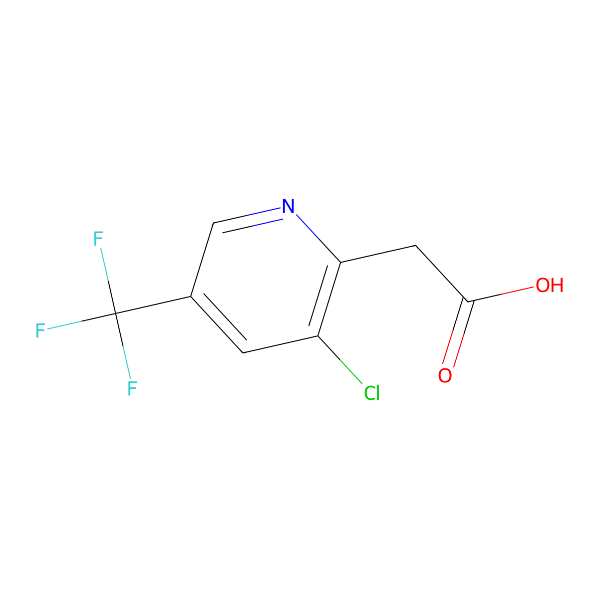 [3-Chloro-5-(trifluoromethyl)pyridin-2-yl]acetic acid molecular structure, CAS 1000522-34-8