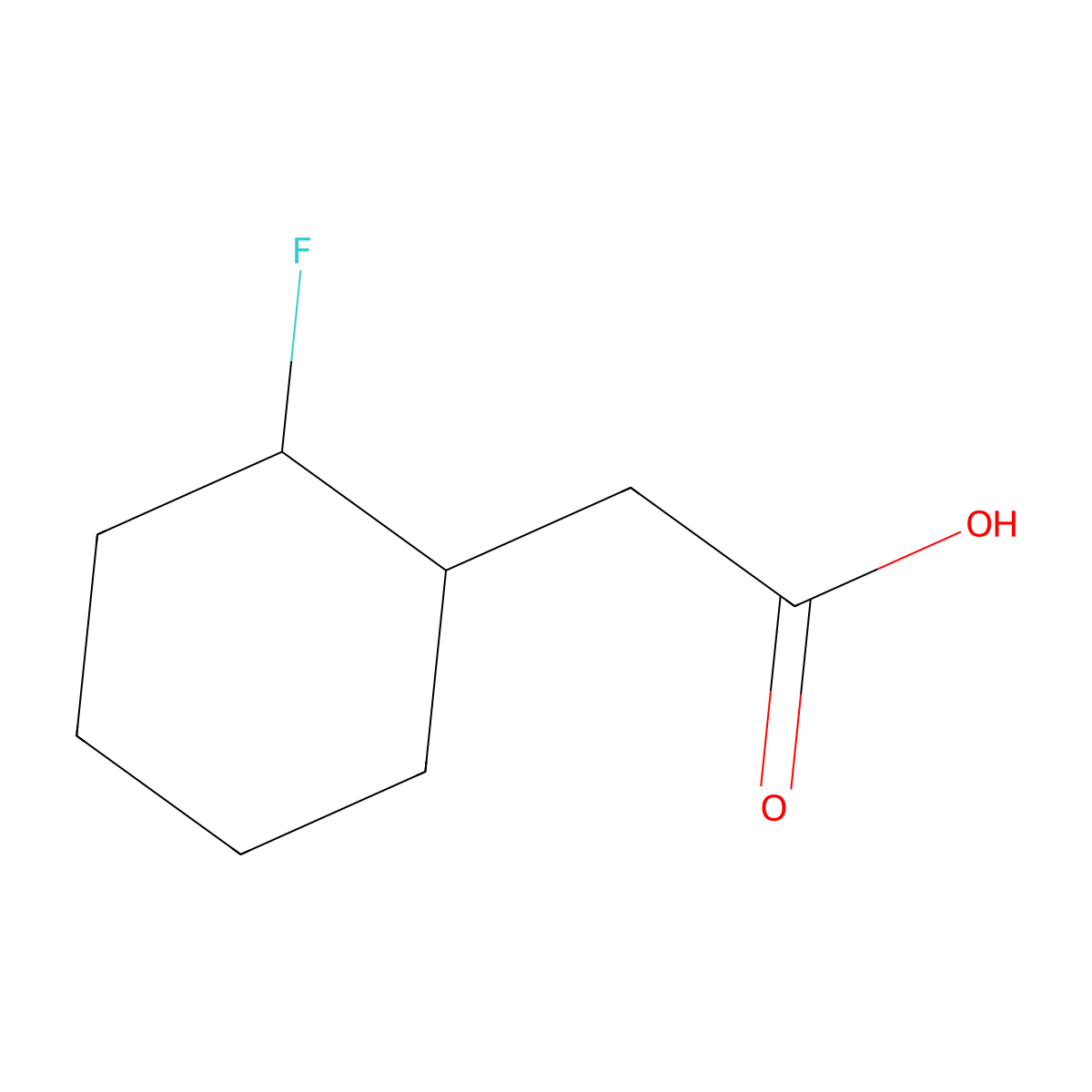2-(2-Fluorocyclohexyl)acetic acid molecular structure, CAS 1000525-30-3