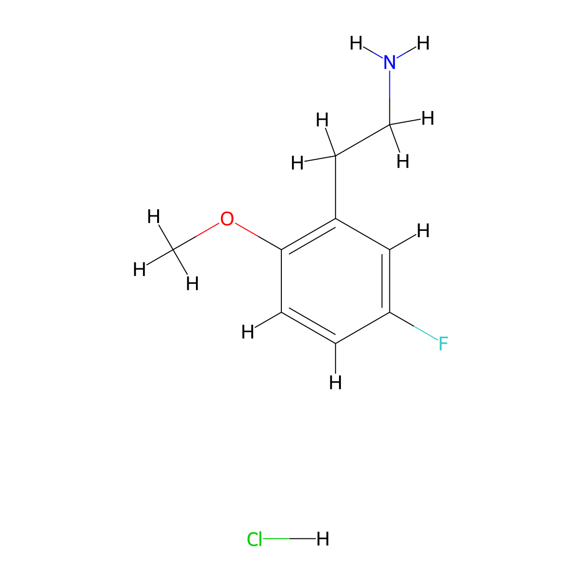 2-(5-Fluoro-2-methoxyphenyl)ethan-1-amine hydrochloride molecular structure, CAS 1000533-03-8