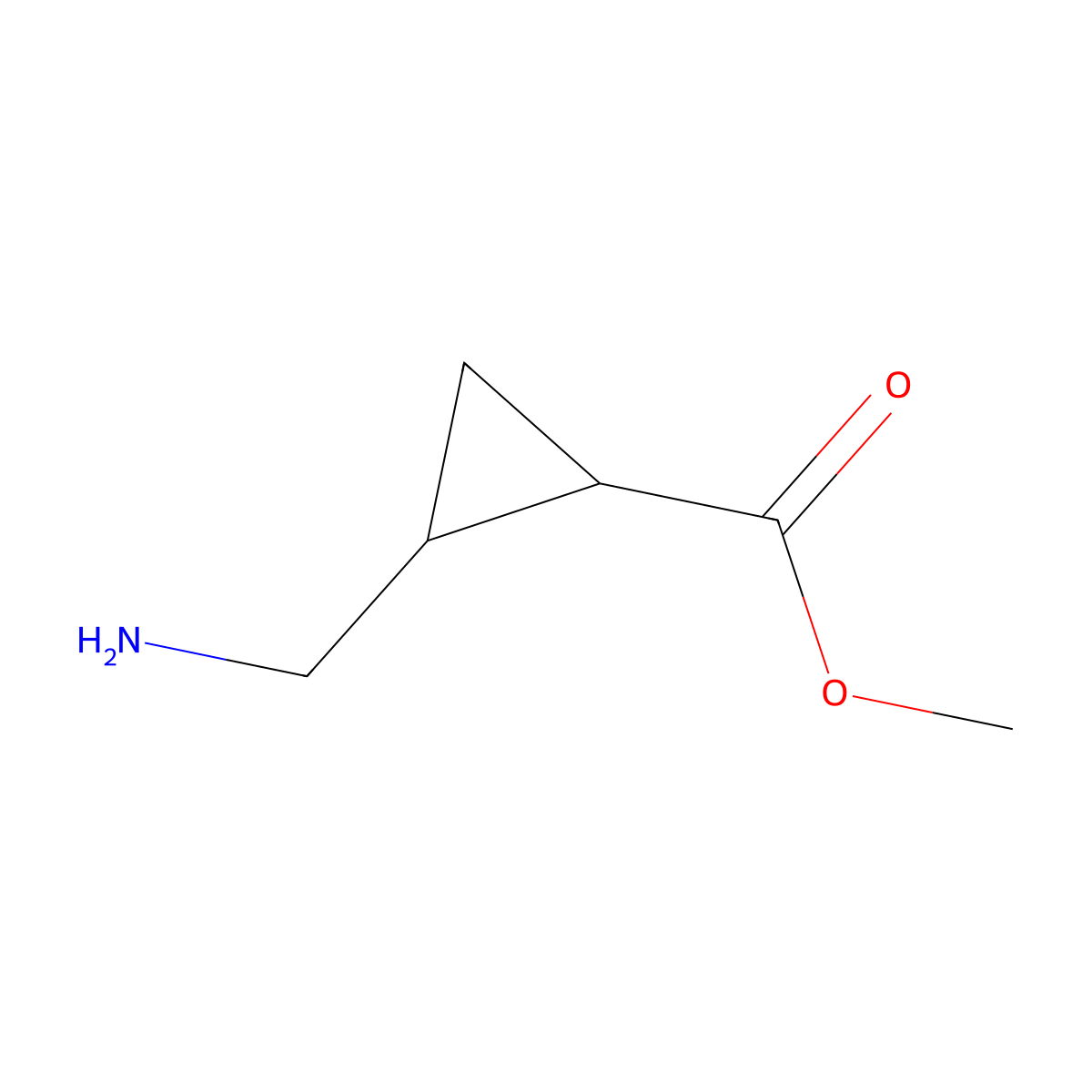 Methyl 2-(aminomethyl)cyclopropane-1-carboxylate molecular structure, CAS 1000535-84-1