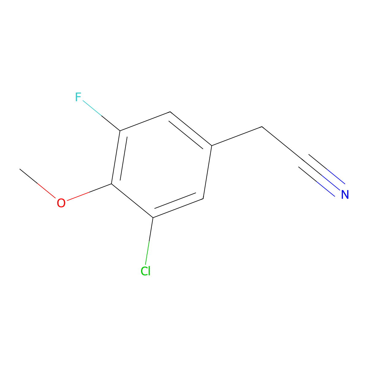 3-Chloro-5-fluoro-4-methoxyphenylacetonitrile molecular structure, CAS 1000540-93-1