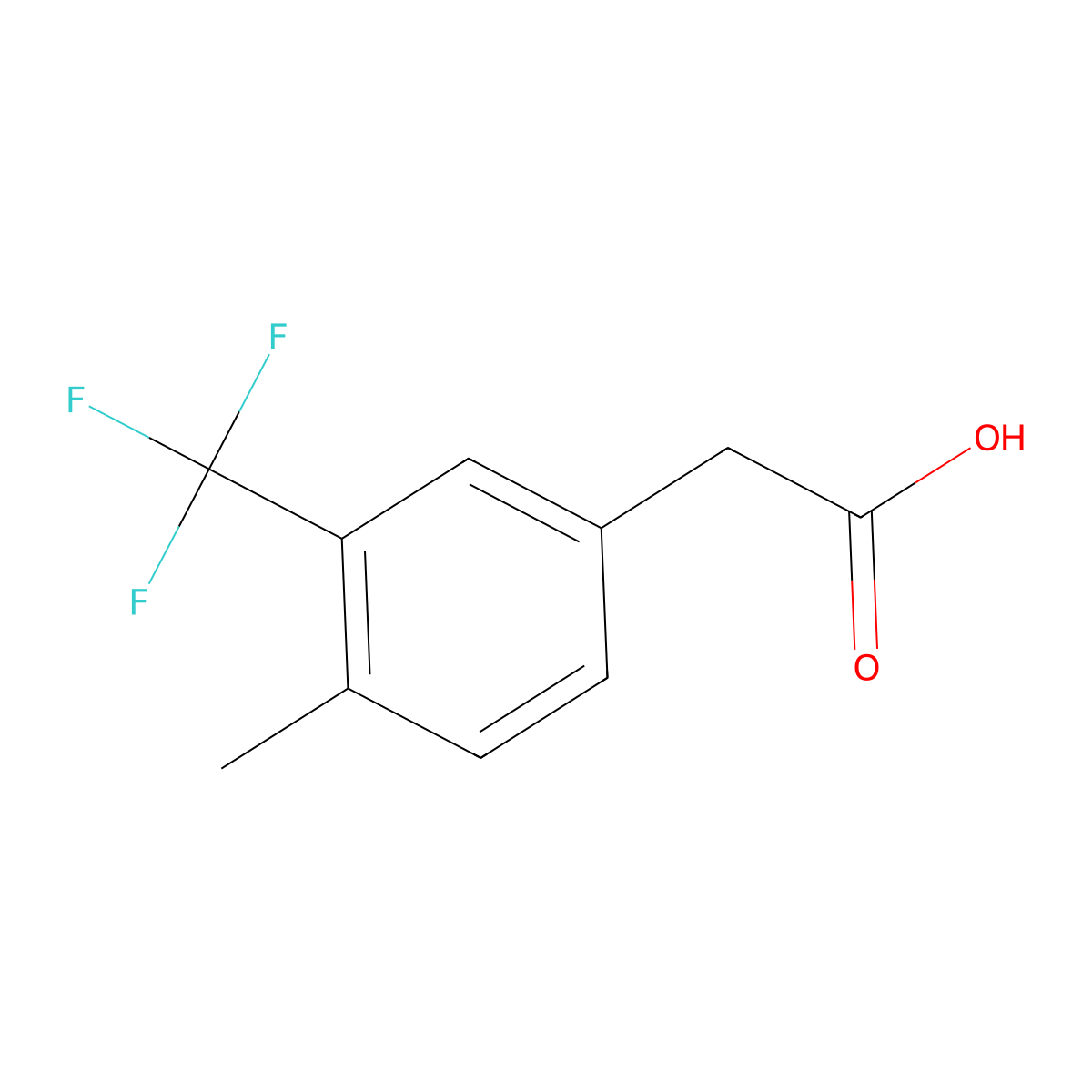 2-(4-Methyl-3-(trifluoromethyl)phenyl)acetic acid molecular structure, CAS 1000544-72-8