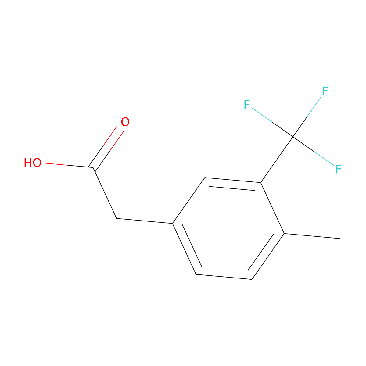 2-(4-Methyl-3-(trifluoromethyl)phenyl)acetic acid molecular structure, CAS 1000544-72-8