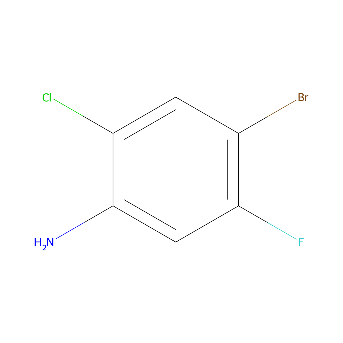4-Bromo-2-chloro-5-fluoroaniline molecular structure, CAS 1000572-63-3