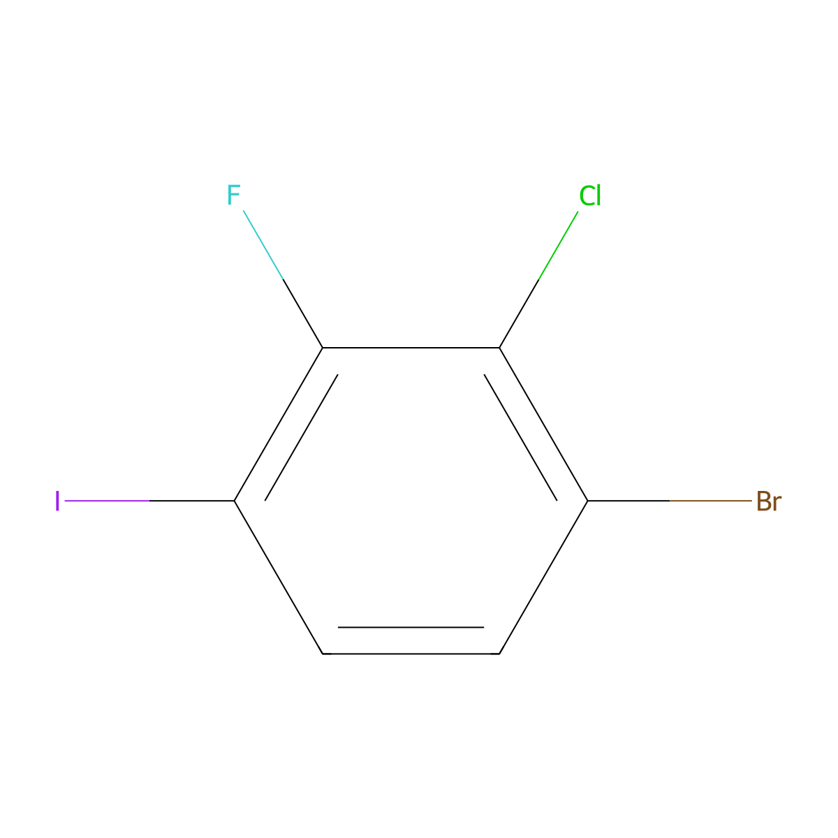 1-Bromo-2-chloro-3-fluoro-4-iodobenzene molecular structure, CAS 1000573-03-4
