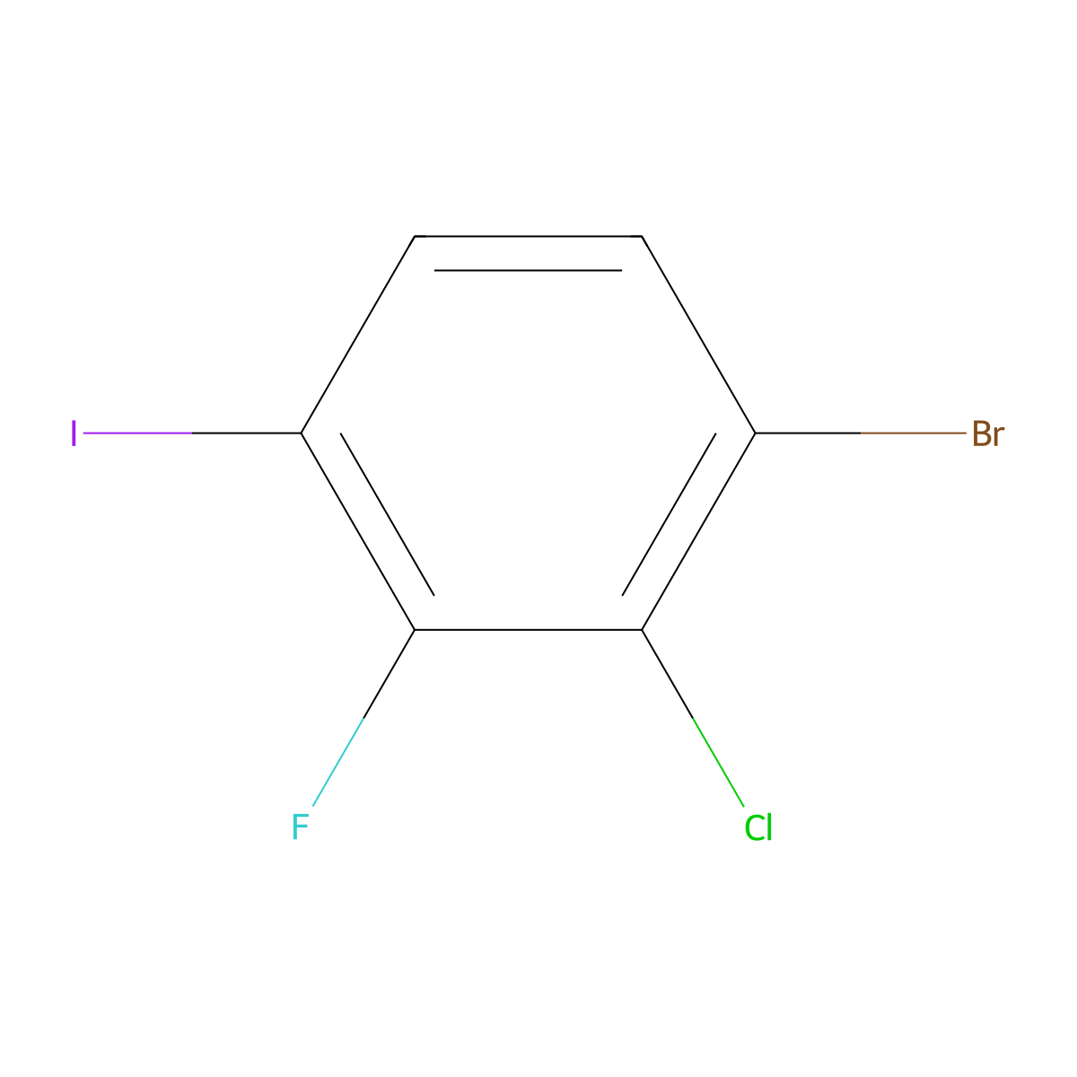 1-Bromo-2-chloro-3-fluoro-4-iodobenzene molecular structure, CAS 1000573-03-4