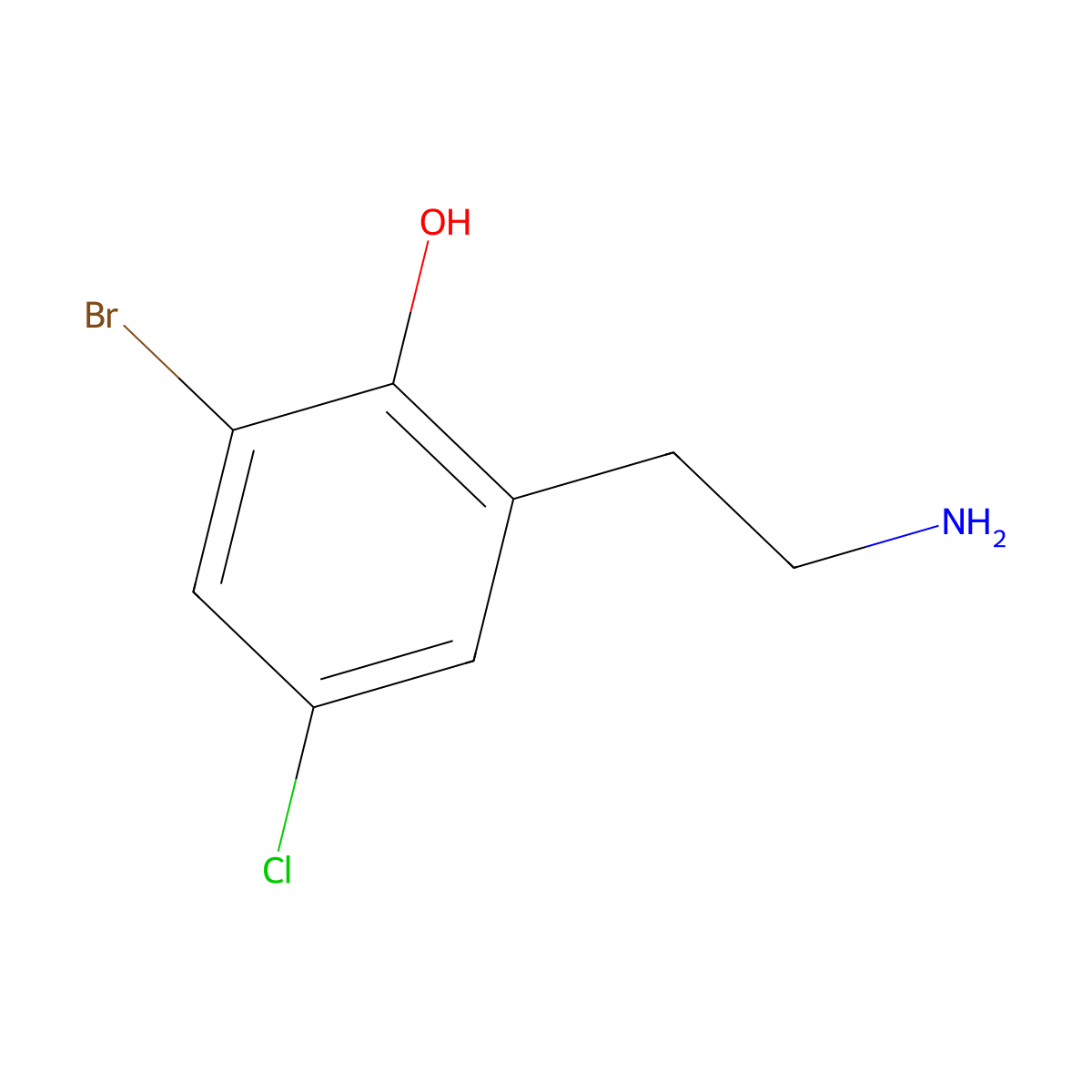 2-(2-Aminoethyl)-6-bromo-4-chlorophenol molecular structure, CAS 1000575-19-8
