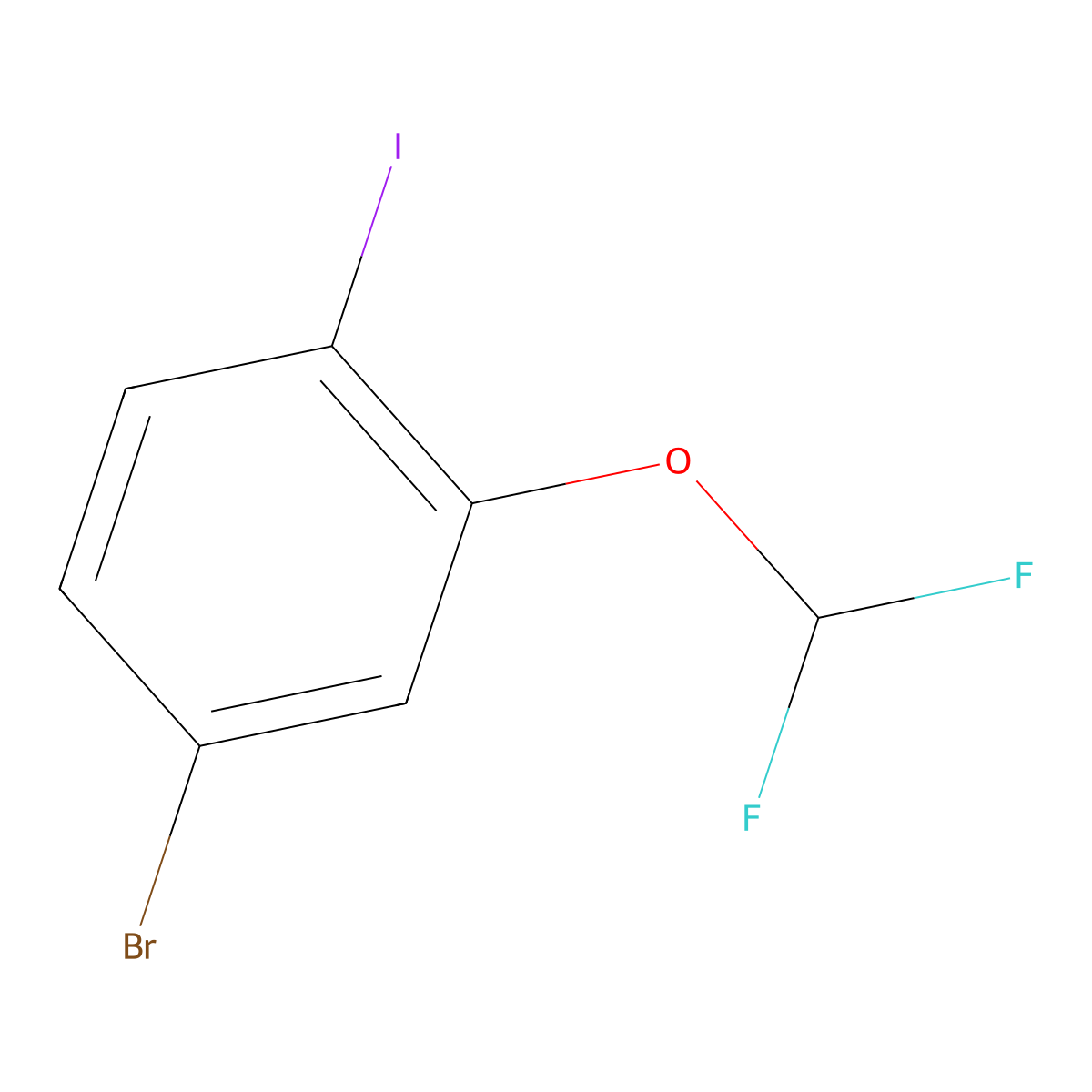 4-Bromo-2-(difluoromethoxy)-1-iodobenzene molecular structure, CAS 1000575-32-5
