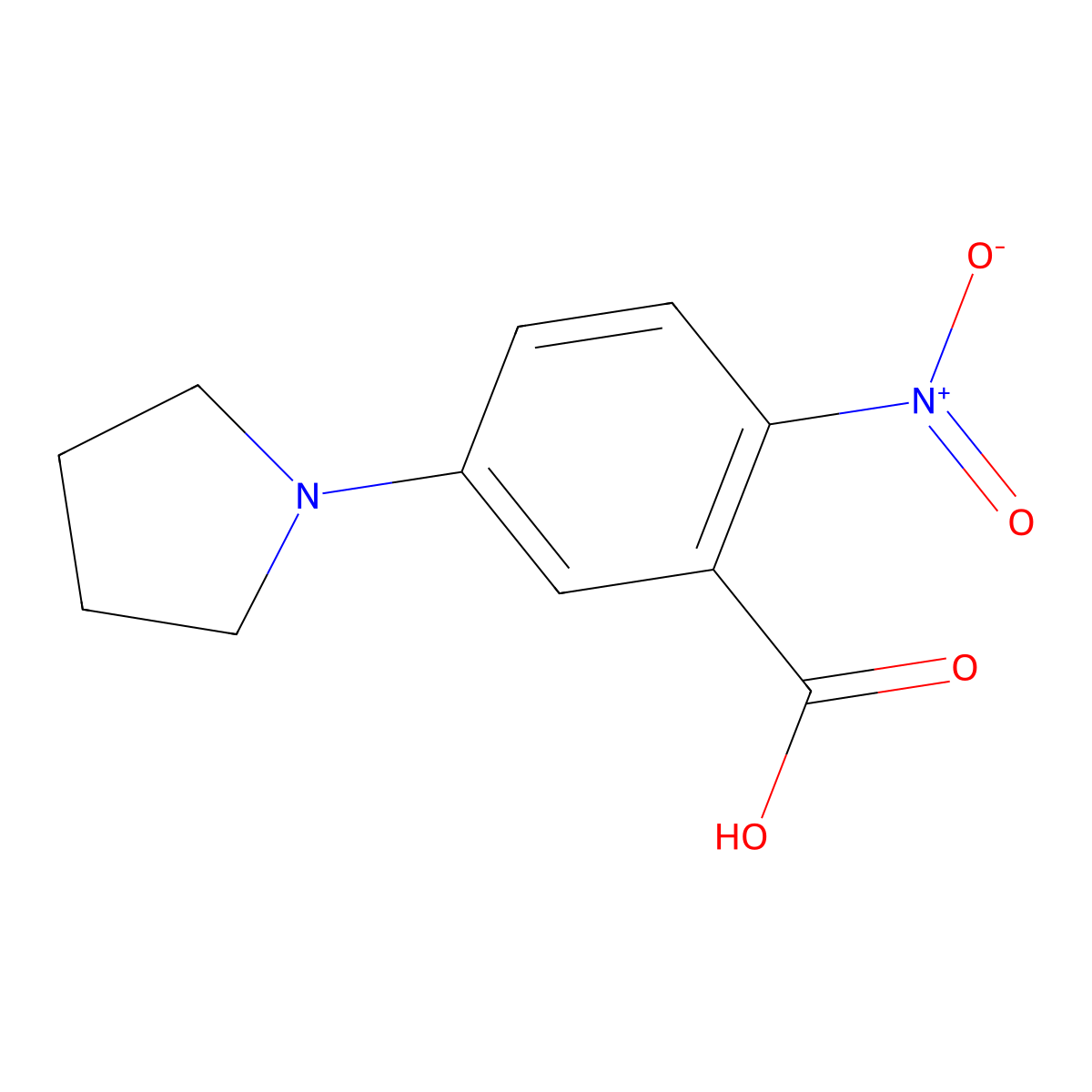 2-Nitro-5-(pyrrolidin-1-yl)benzoic acid molecular structure, CAS 1000575-94-9