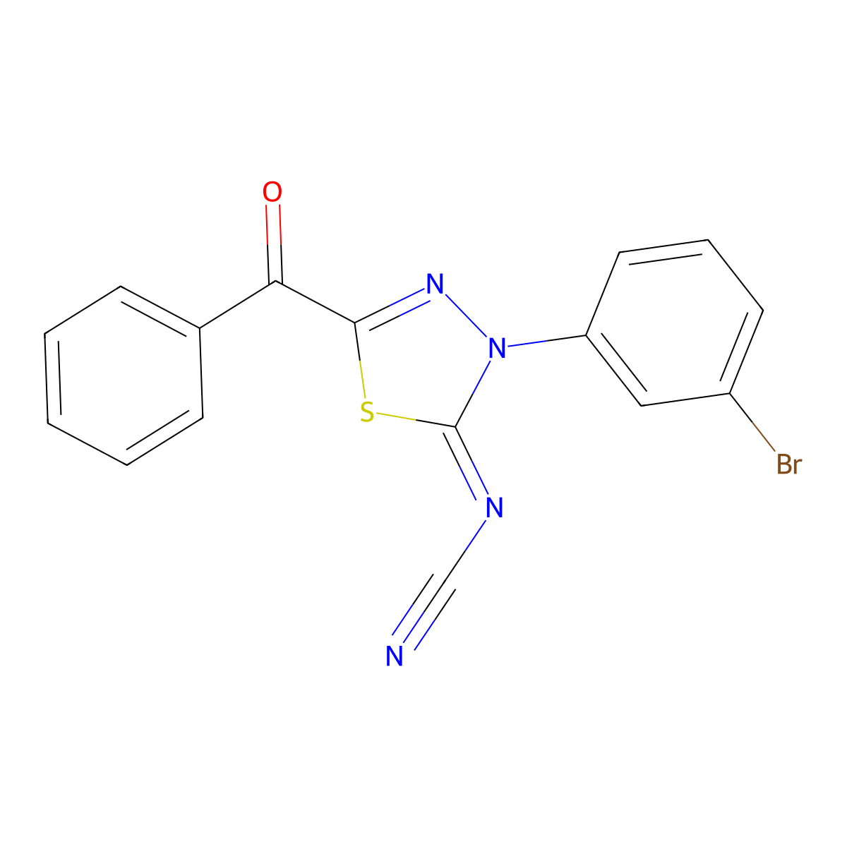2-Benzoyl-4-(3-bromophenyl)-5-cyanimino-4,5-dihydro-1,3,4-thiadiazole molecular structure, CAS 1000576-01-1