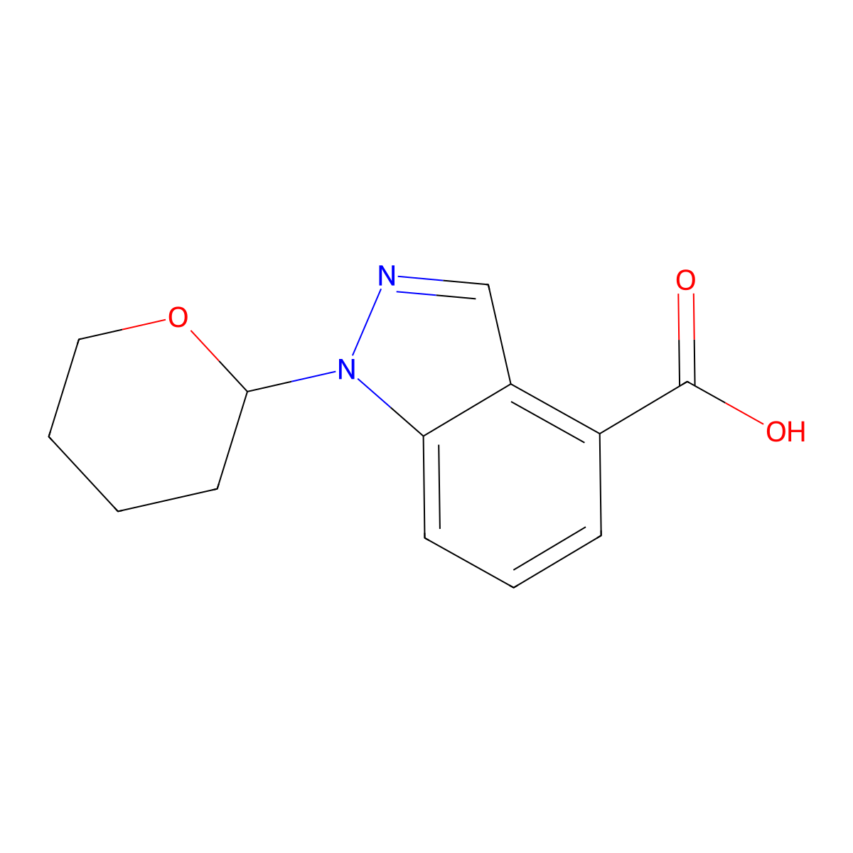 1-(Tetrahydro-2H-pyran-2-yl)-1H-indazole-4-carboxylic acid molecular structure, CAS 1000576-23-7