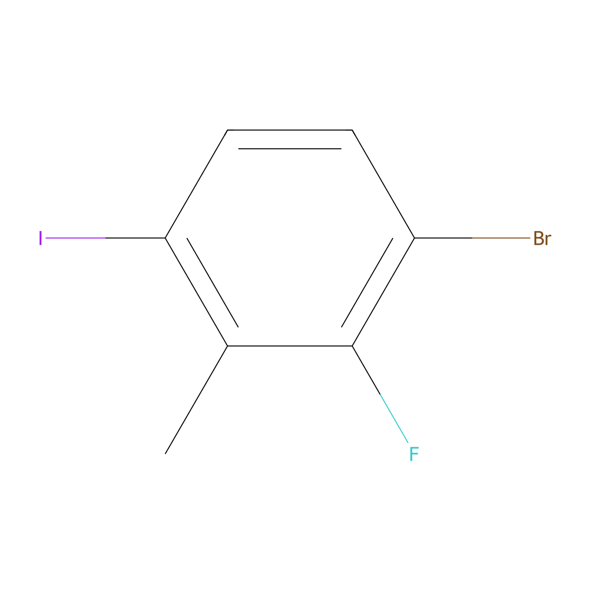 1-Bromo-2-fluoro-4-iodo-3-methylbenzene molecular structure, CAS 1000576-29-3