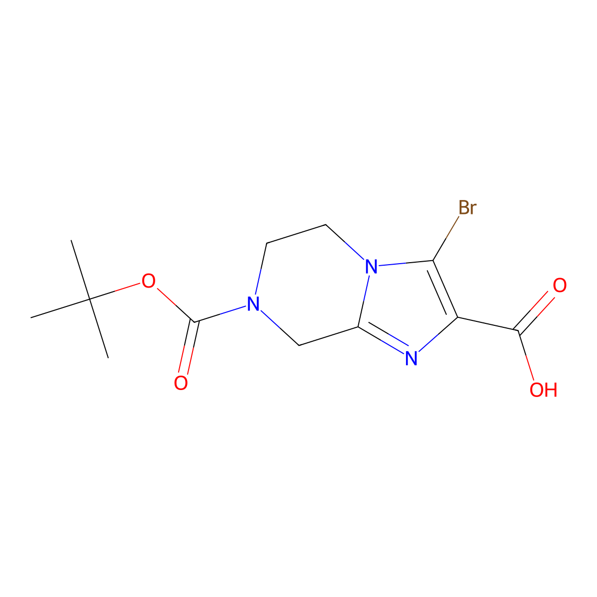 3-bromo-7-((tert-butoxy)carbonyl)-5H,6H,7H,8H-imidazo(1,2-a)pyrazine-2-carboxylic acid molecular structure, CAS 1000576-71-5