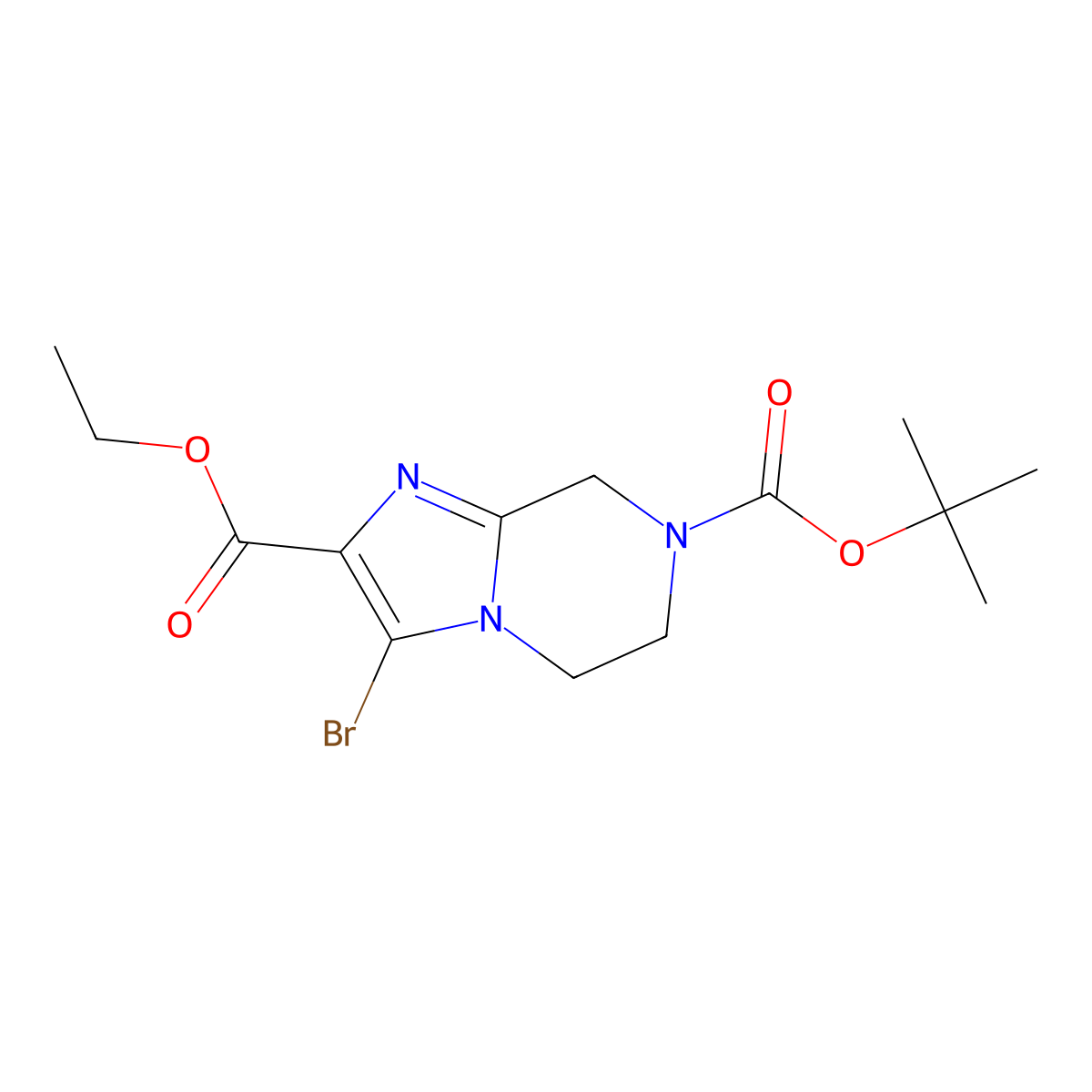 7-Tert-butyl 2-ethyl 3-bromo-5,6-dihydroimidazo[1,2-A]pyrazine-2,7(8H)-dicarboxylate molecular structure, CAS 1000576-75-9