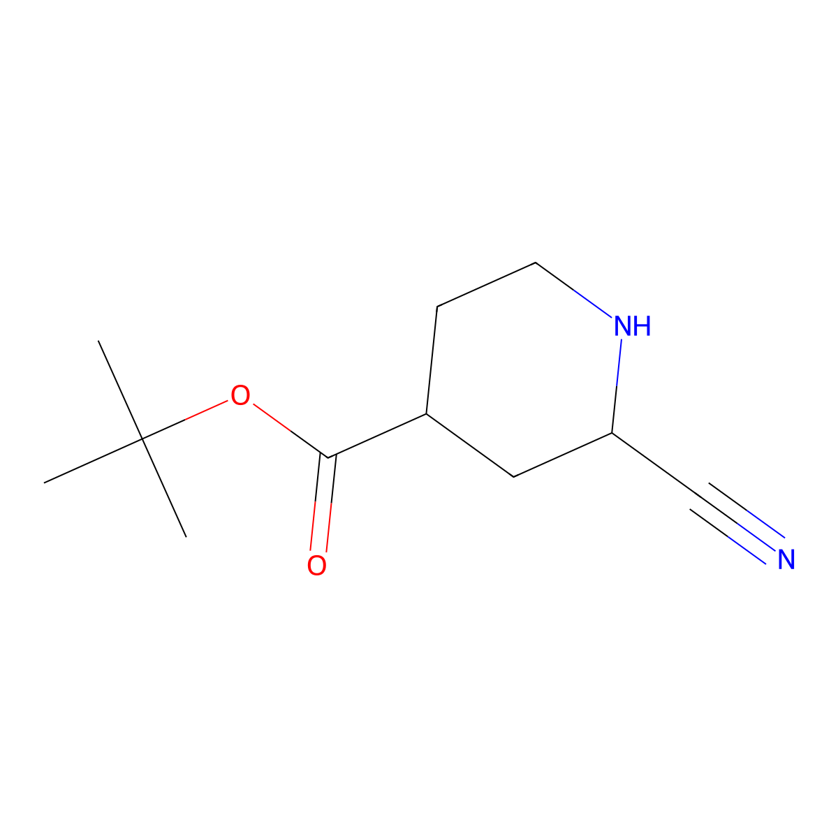Tert-butyl 2-cyanopiperidine-4-carboxylate molecular structure, CAS 1000576-99-7
