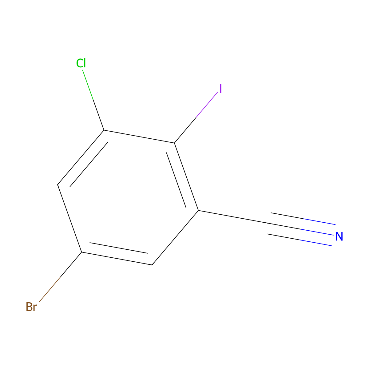 5-Bromo-3-chloro-2-iodobenzonitrile molecular structure, CAS 1000577-40-1