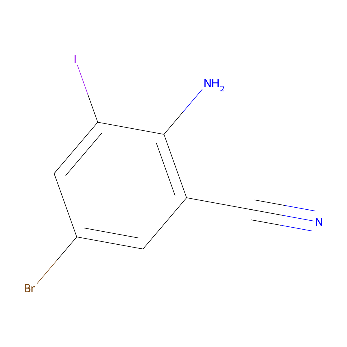 2-Amino-5-bromo-3-iodobenzonitrile molecular structure, CAS 1000577-44-5