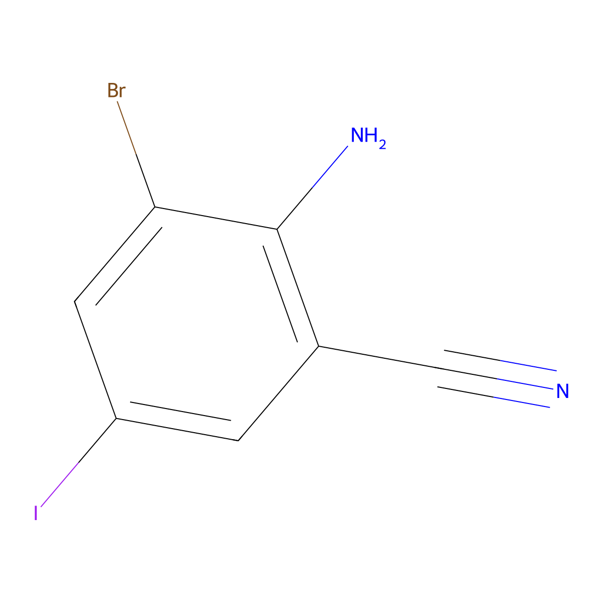 2-Amino-3-bromo-5-iodobenzonitrile molecular structure, CAS 1000577-52-5