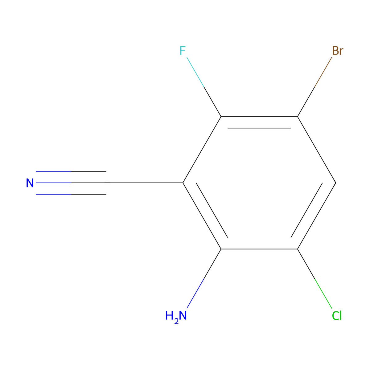 2-Amino-5-bromo-3-chloro-6-fluorobenzonitrile molecular structure, CAS 1000577-60-5