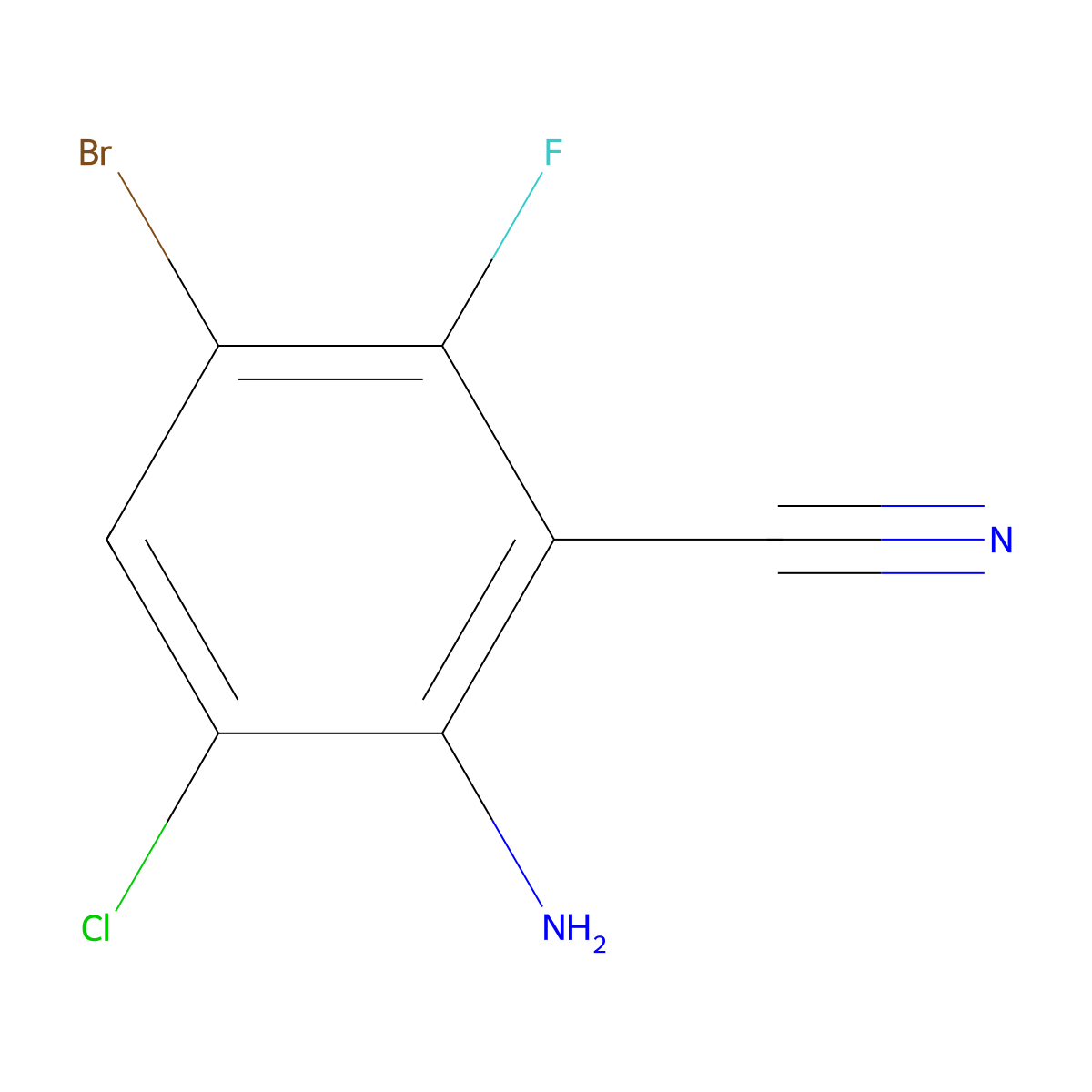2-Amino-5-bromo-3-chloro-6-fluorobenzonitrile molecular structure, CAS 1000577-60-5