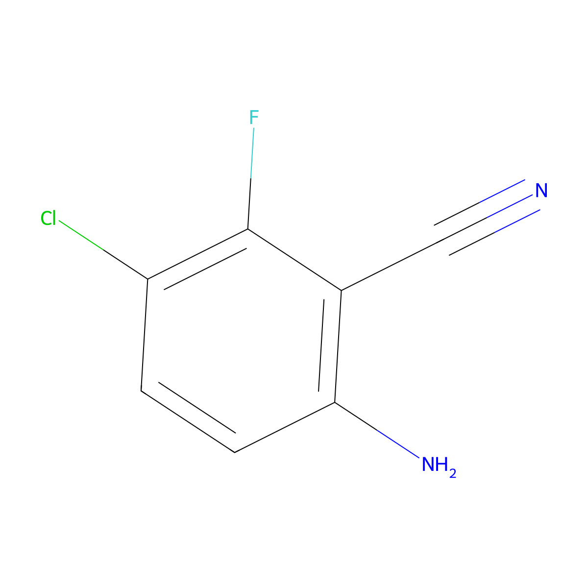 6-Amino-3-chloro-2-fluorobenzonitrile molecular structure, CAS 1000577-64-9