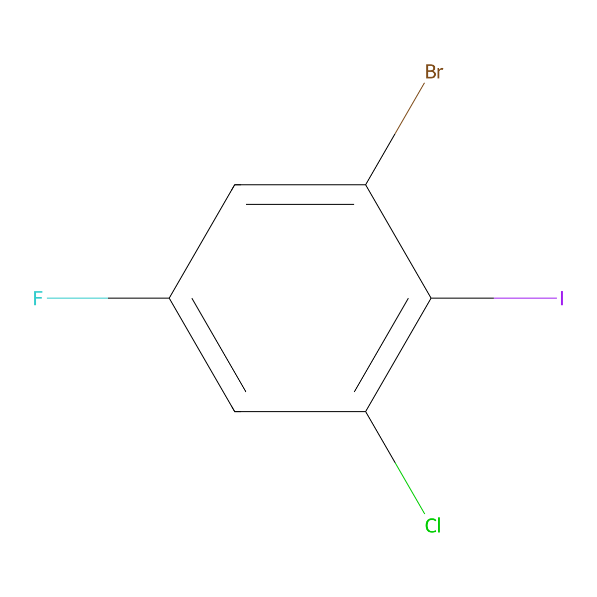 1-Bromo-3-chloro-5-fluoro-2-iodobenzene molecular structure, CAS 1000577-66-1