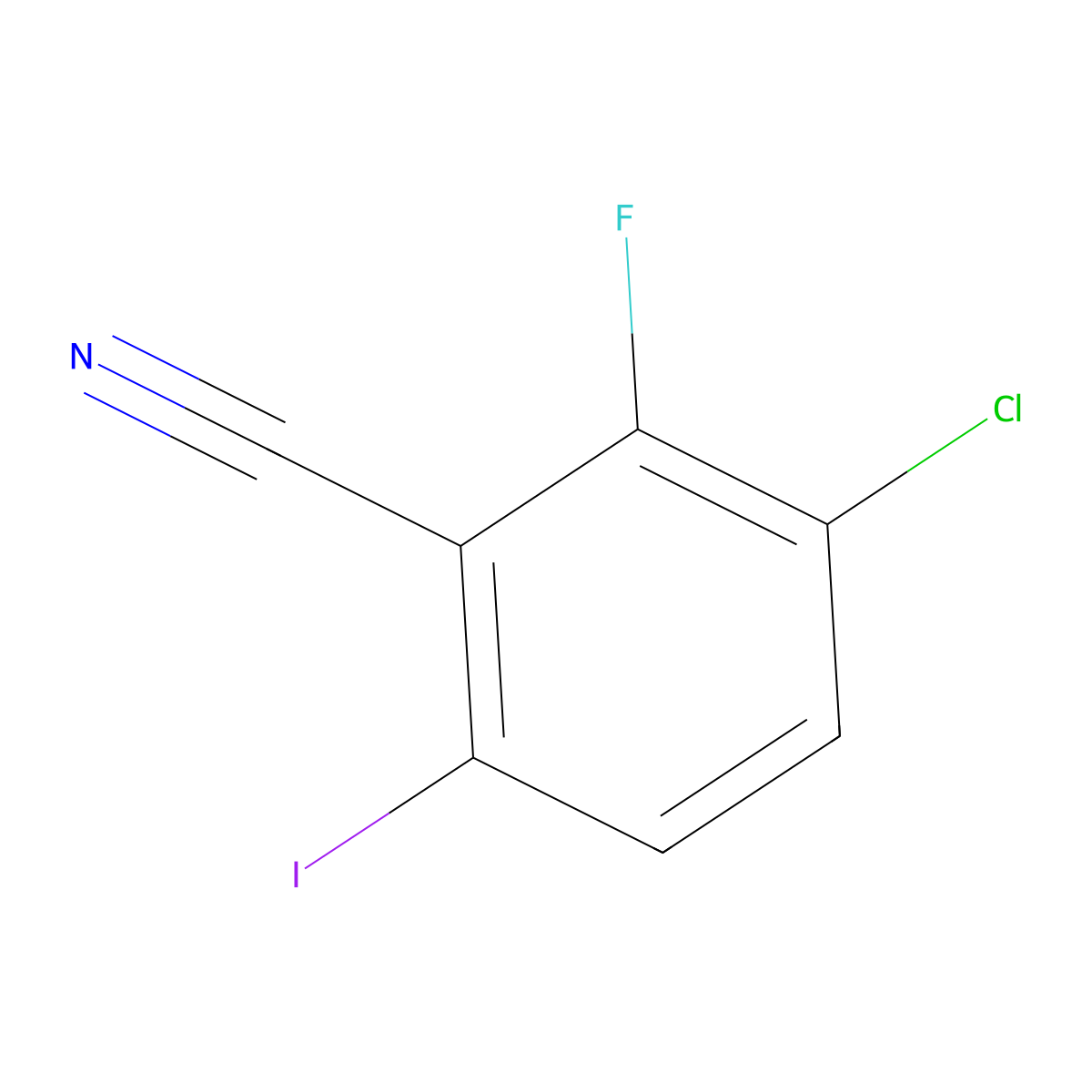 3-Chloro-2-fluoro-6-iodobenzonitrile molecular structure, CAS 1000577-68-3