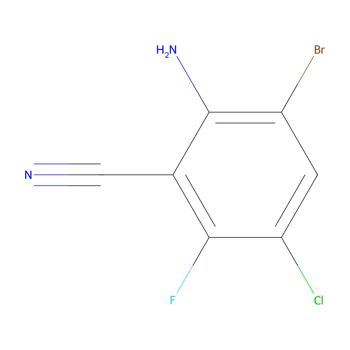 2-Amino-3-bromo-5-chloro-6-fluorobenzonitrile molecular structure, CAS 1000577-72-9