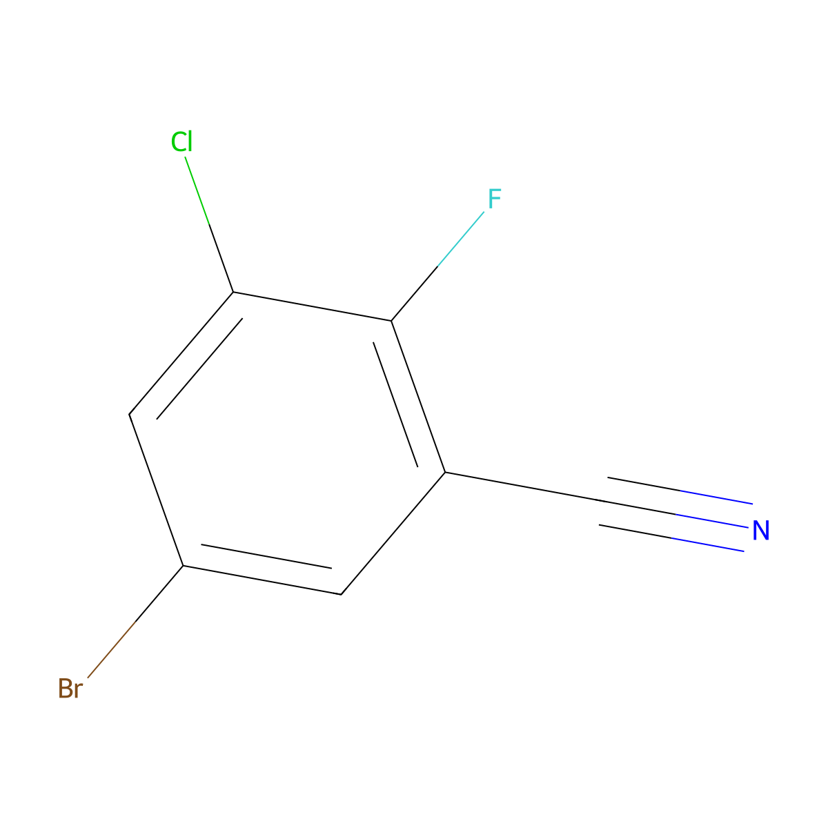 5-bromo-3-chloro-2-fluoroBenzonitrile molecular structure, CAS 1000577-76-3