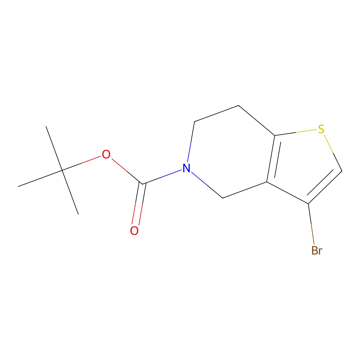 tert-butyl 3-bromo-4H,5H,6H,7H-thieno(3,2-c)pyridine-5-carboxylate molecular structure, CAS 1000577-81-0
