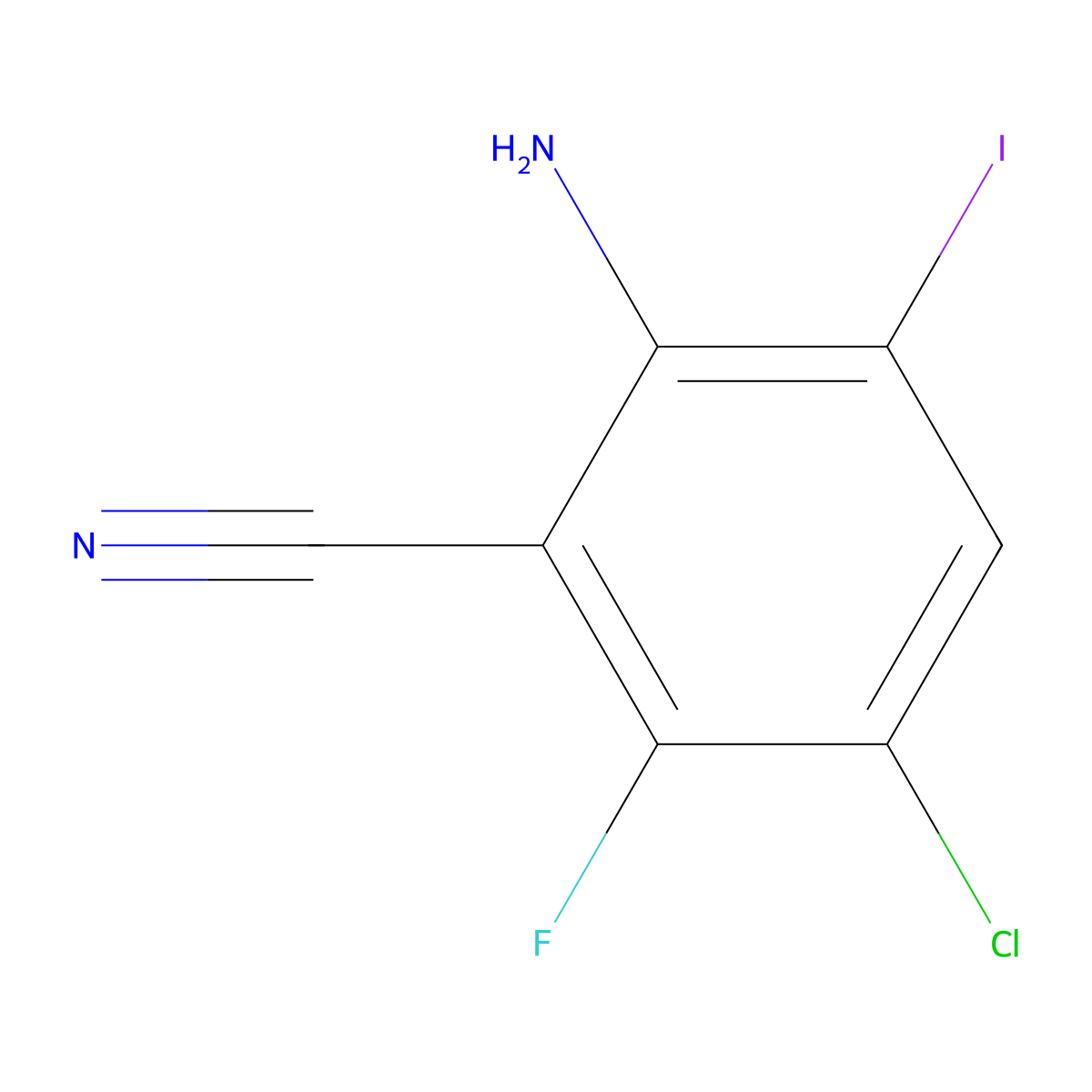 2-Amino-5-chloro-6-fluoro-3-iodobenzonitrile molecular structure, CAS 1000577-85-4