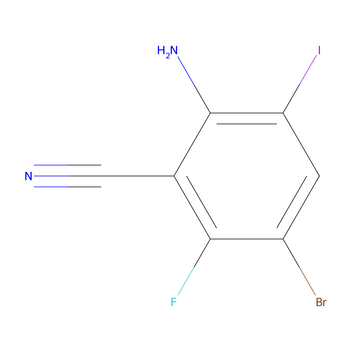 2-Amino-5-bromo-6-fluoro-3-iodobenzonitrile molecular structure, CAS 1000577-88-7
