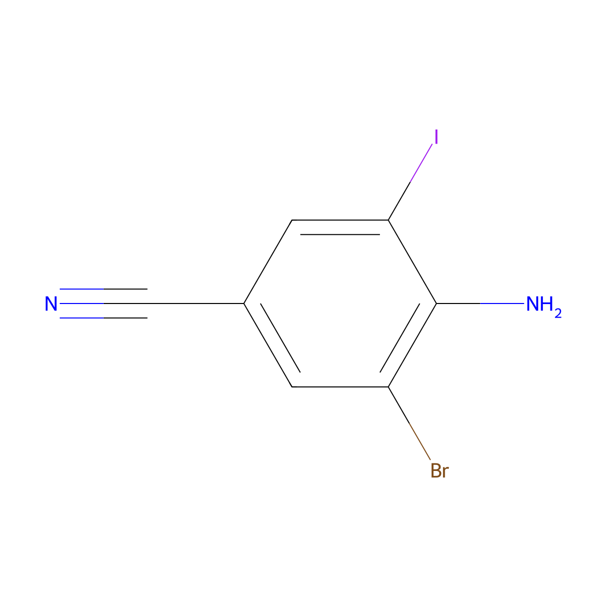 4-Amino-3-bromo-5-iodobenzonitrile molecular structure, CAS 1000578-00-6