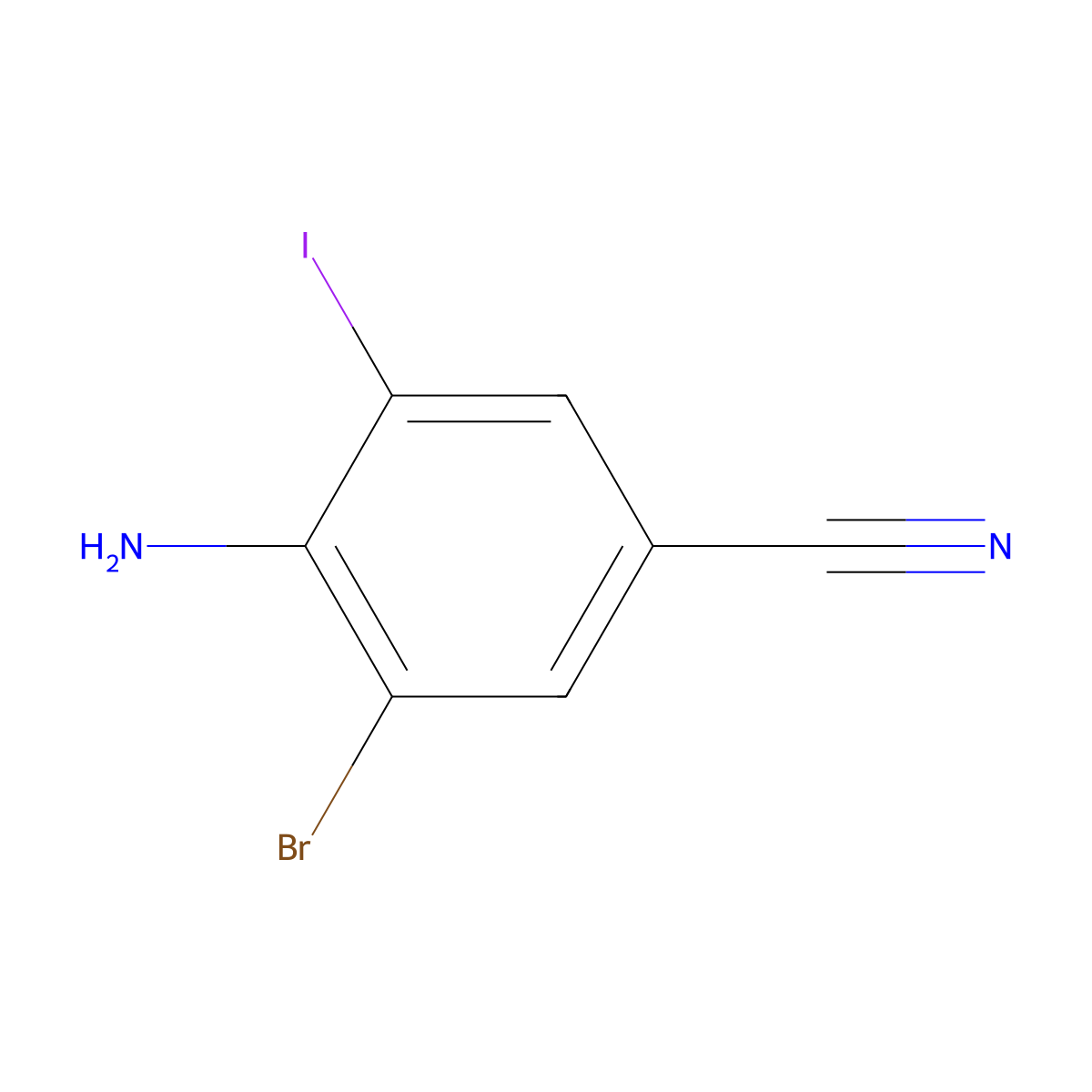 4-Amino-3-bromo-5-iodobenzonitrile molecular structure, CAS 1000578-00-6