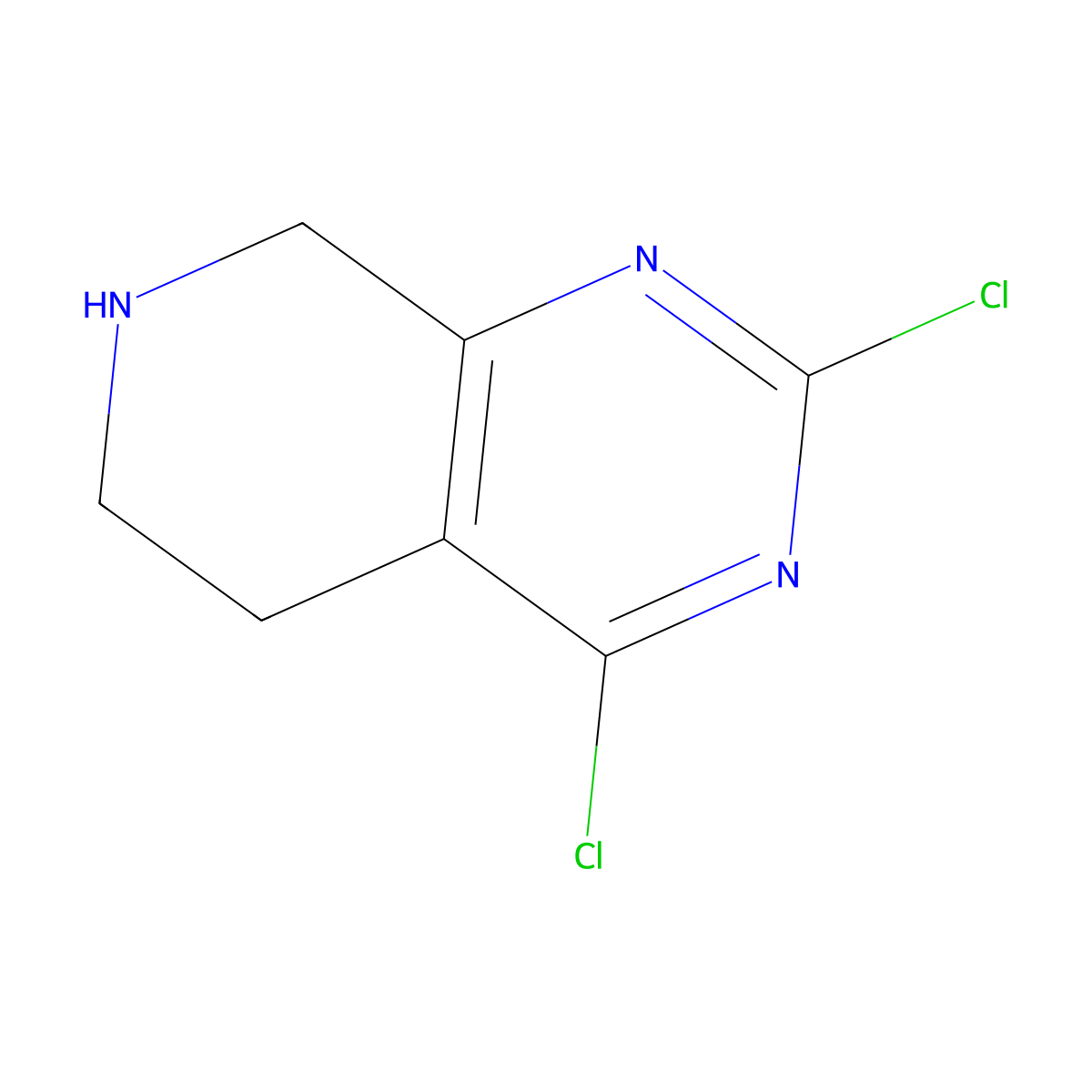 2,4-Dichloro-5,6,7,8-tetrahydropyrido[3,4-d]pyrimidine molecular structure, CAS 1000578-08-4